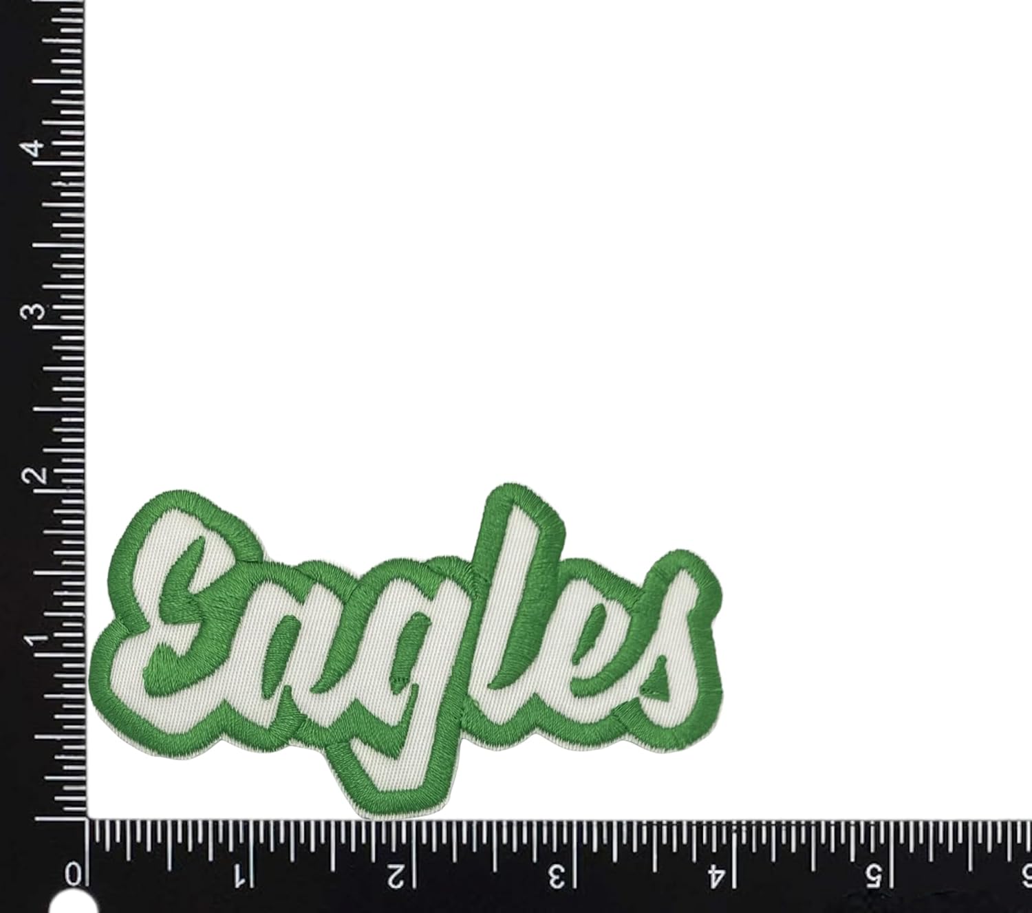 (2 x 4 pulgadas) Eagles, espíritu de equipo, bordado, parche para planchar (sarga blancacontorno verde)