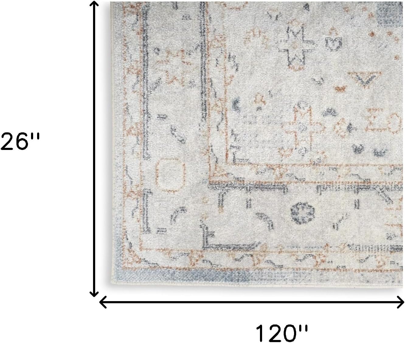 HomeRoots Alfombra de pasillo lavable azul claro de 10 pies con telar eléctrico oriental