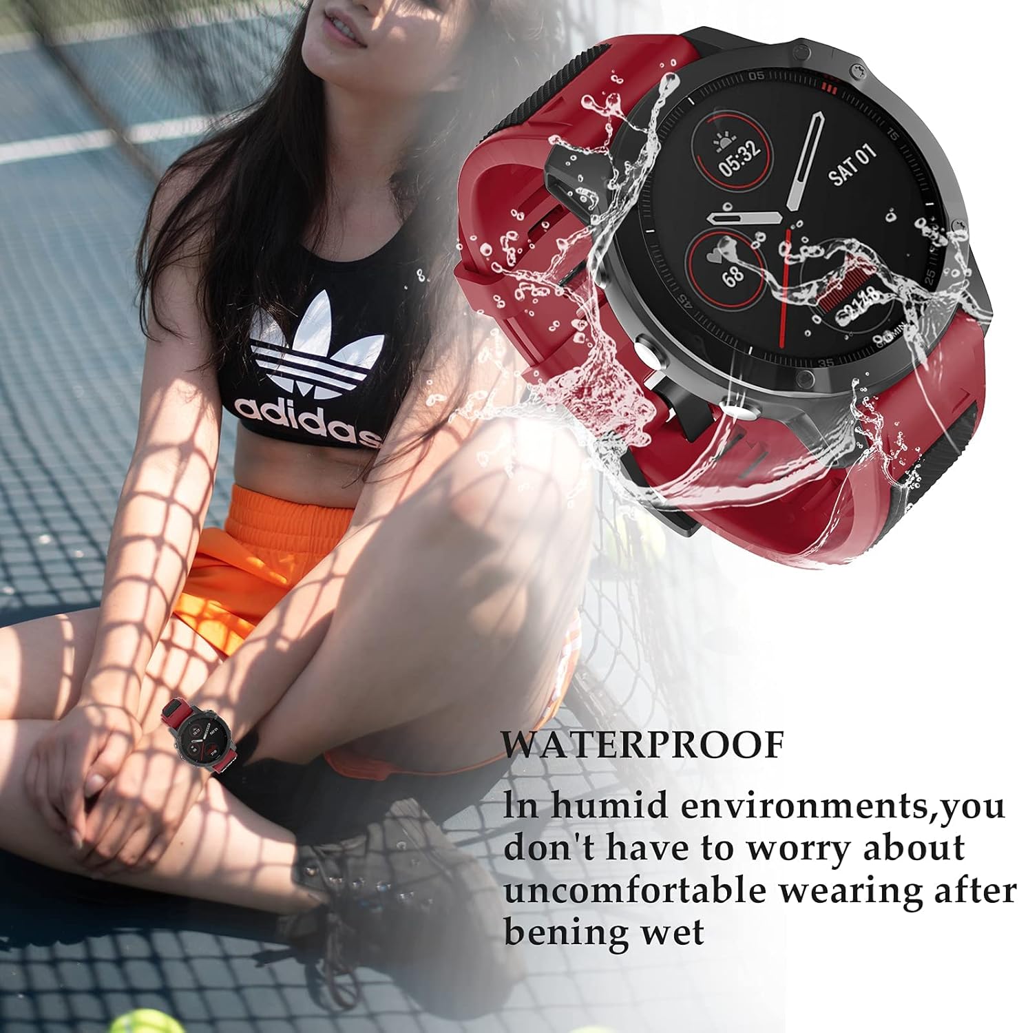 OVERSTEP Compatible con Fenix 5X Band, correa deportiva de 0.066 pulgadas (1.024 in), correa de silicona de repuesto para Garmin Fenix 5X PlusFenix