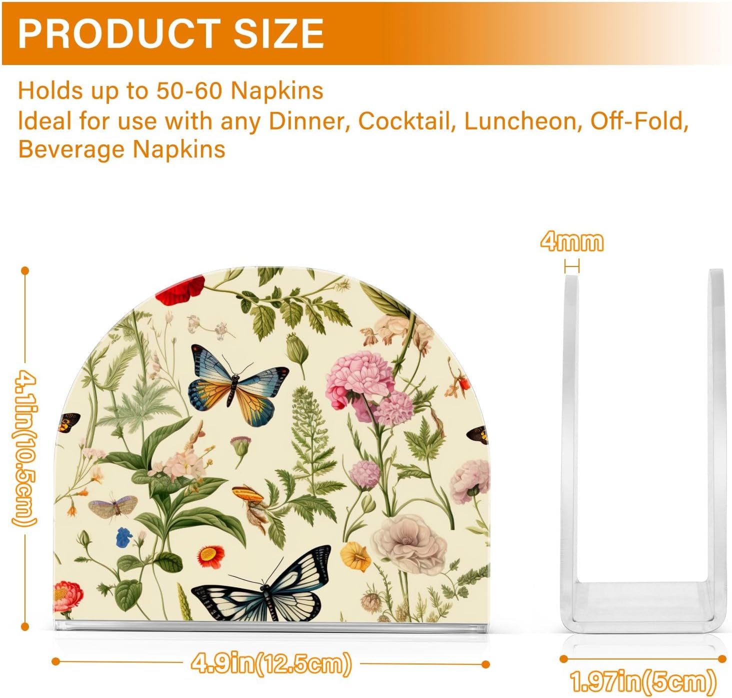 Servilletero de mesa de flores y mariposas, servilleteros acrílicos para baño, servilletero, soporte vertical para mesa y encimera de cocina