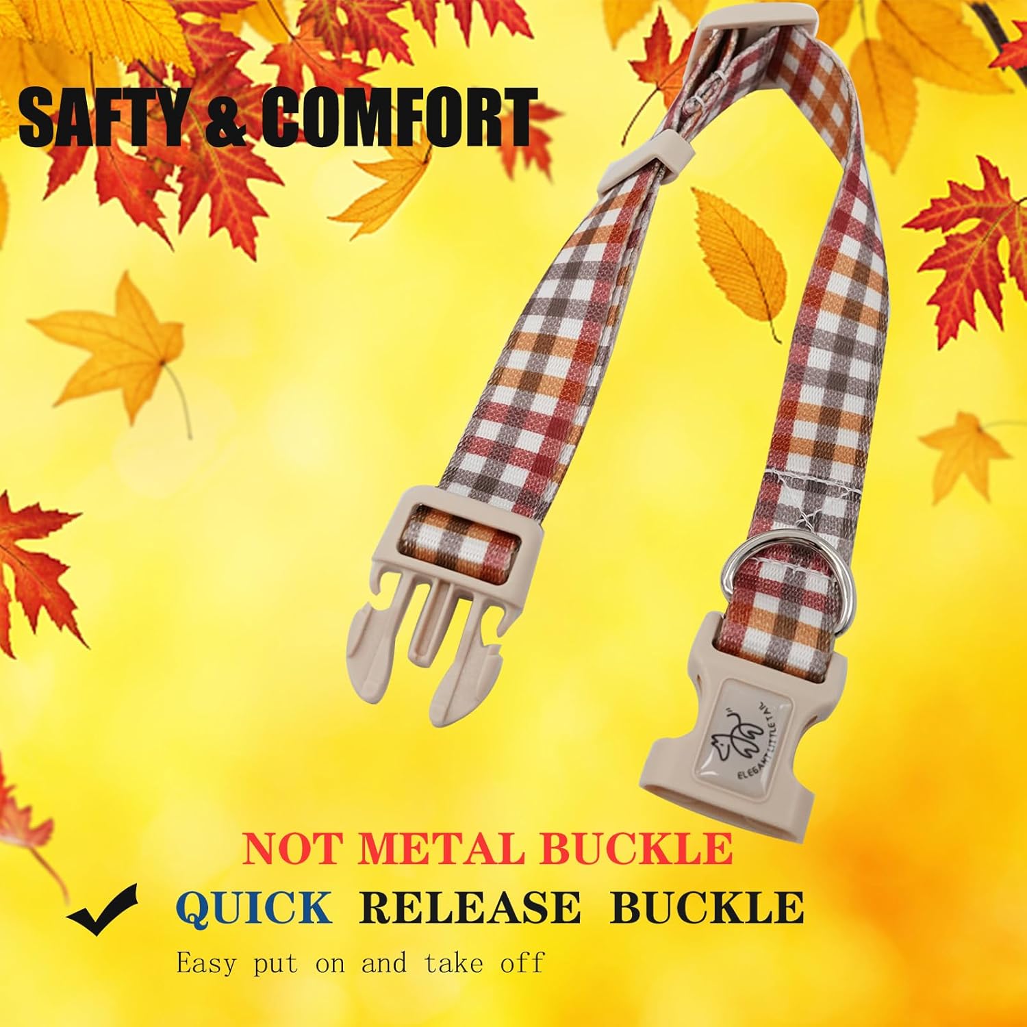 Elegant little tail Collar para perro, collar ajustable de otoño para perros pequeños, medianos y grandes, collares suaves para cachorros con