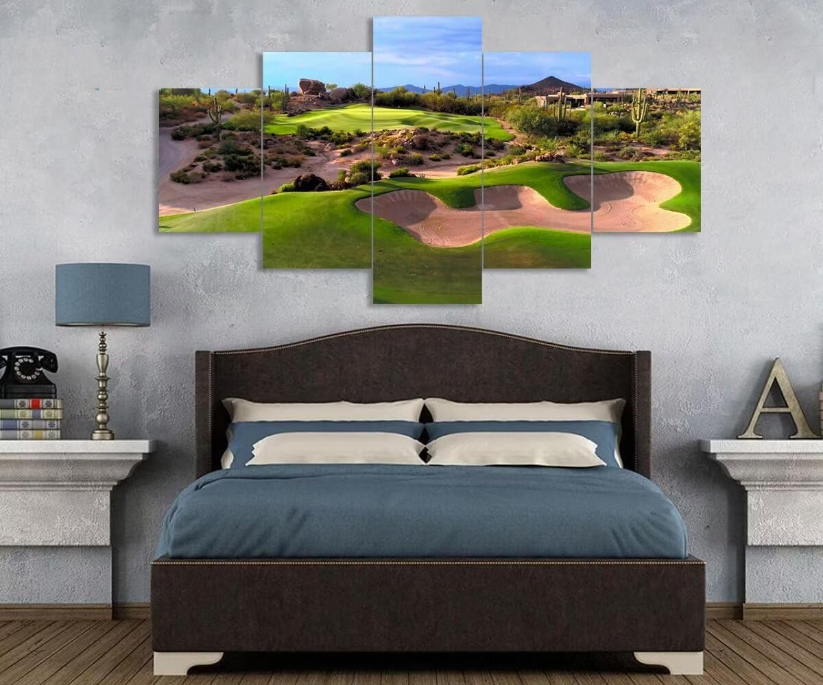 chenchenArt Arte de pared de campo de golf del desierto de Arizona para sala de estar, dormitorio, baño, decoración del hogar, campos de golf de