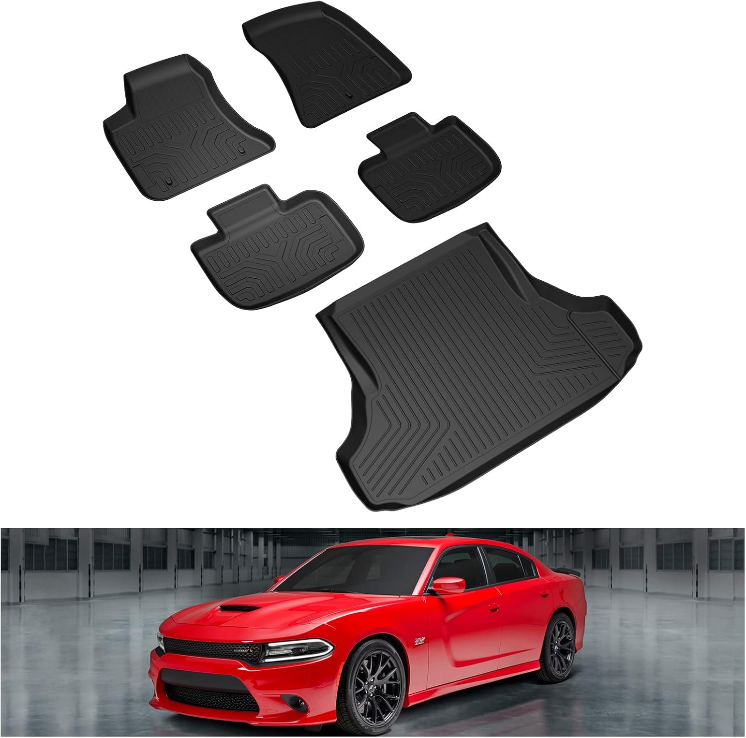 KIWI MASTER Alfombrillas y forro de carga compatibles con Dodge Charger RWDChrysler 300 RWD 2011-2023 para todo tipo de clima, revestimientos