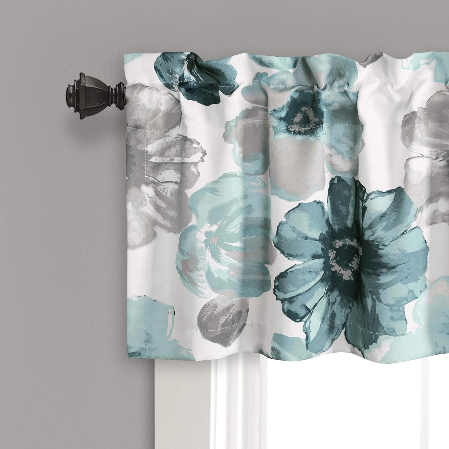 LUSH DECOR – Panel de cortina blackout 100%, aislantes con diseño floral y ojales, 84 pulgadas L, color azul y azul marino, 1 par