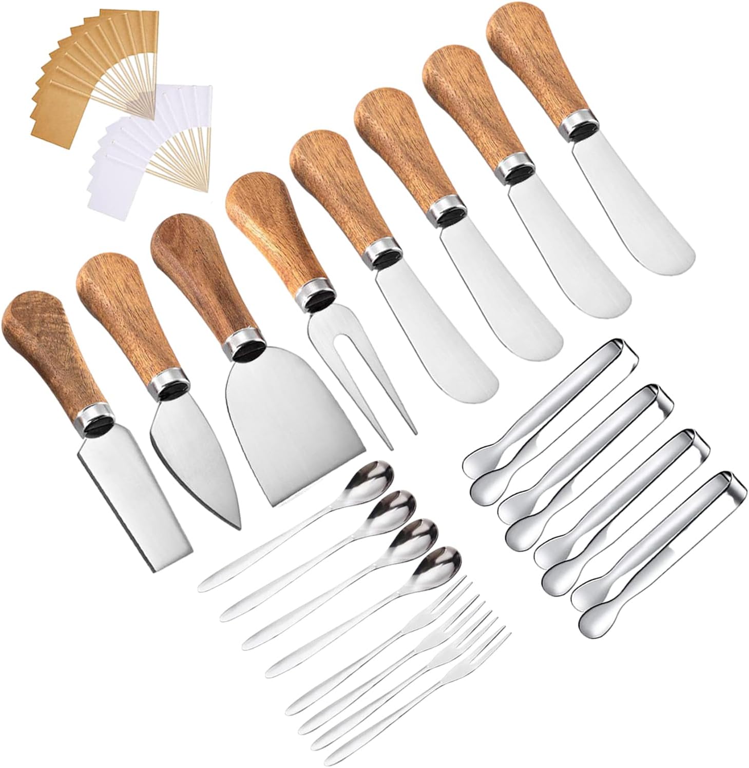 Juego de cuchillos de queso con mango de madera, mini cuchillo de acero inoxidable para embutidos y queso, perfecto para cortar queso y cortador de