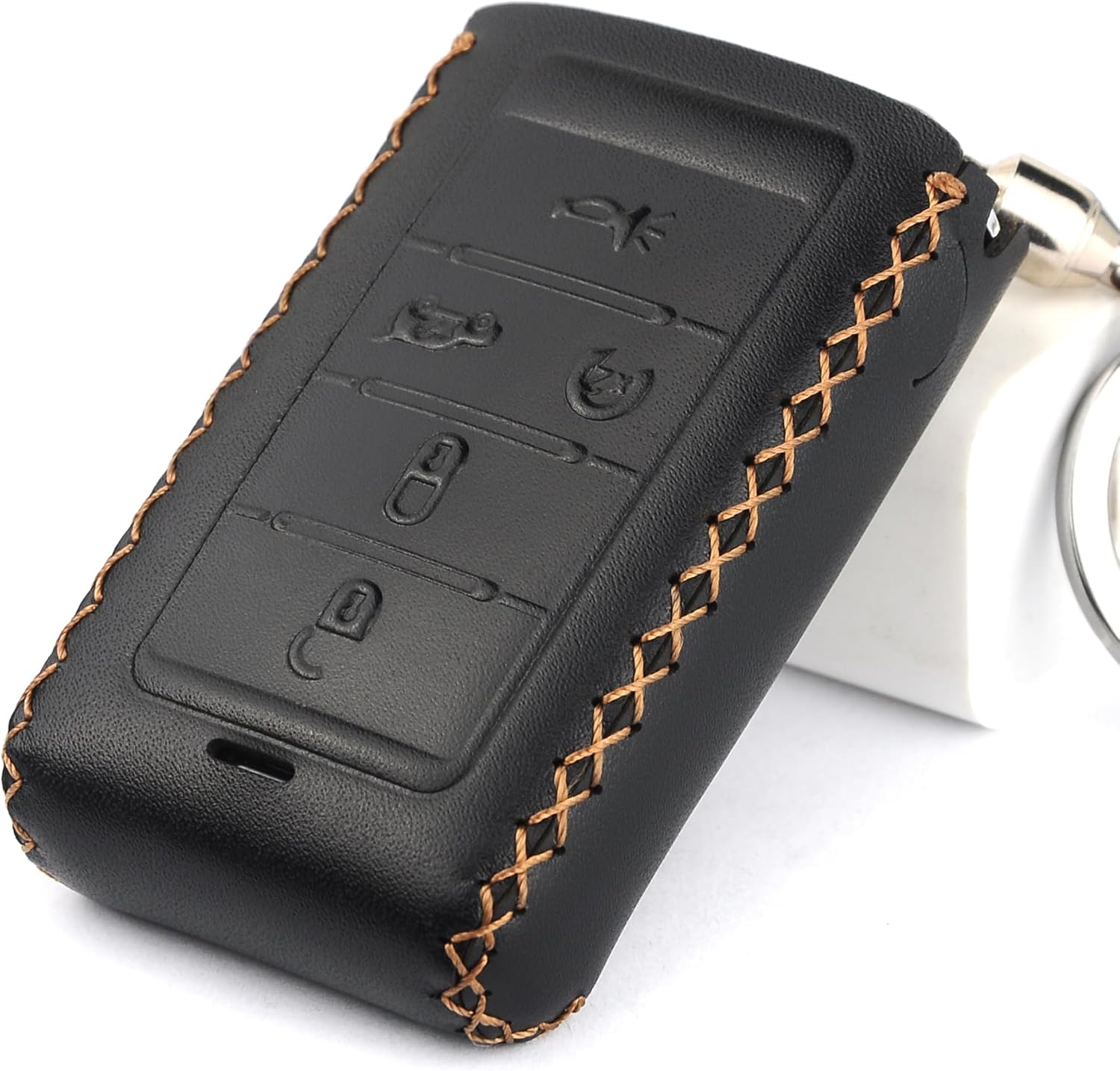 Cadtealir Funda para llavero de cuero italiano genuino compatible con llavero Jeep Grand Cherokee Wagoneer