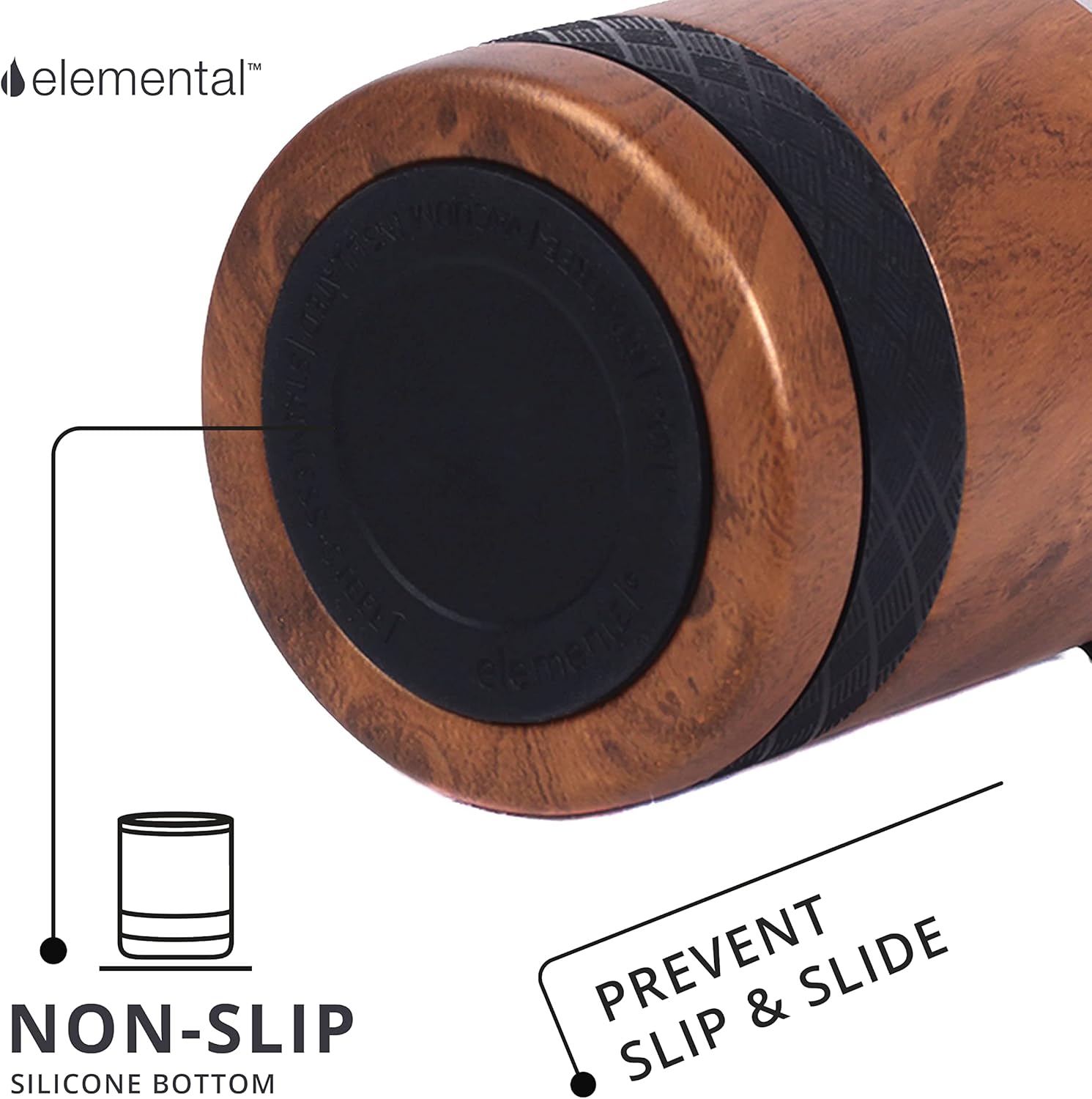 Elemental Juego de 2 vasos de baja bola de 10 onzas, taza de acero inoxidable de triple pared con tapa Tritan no rota, vaso de whisky aislado, taza