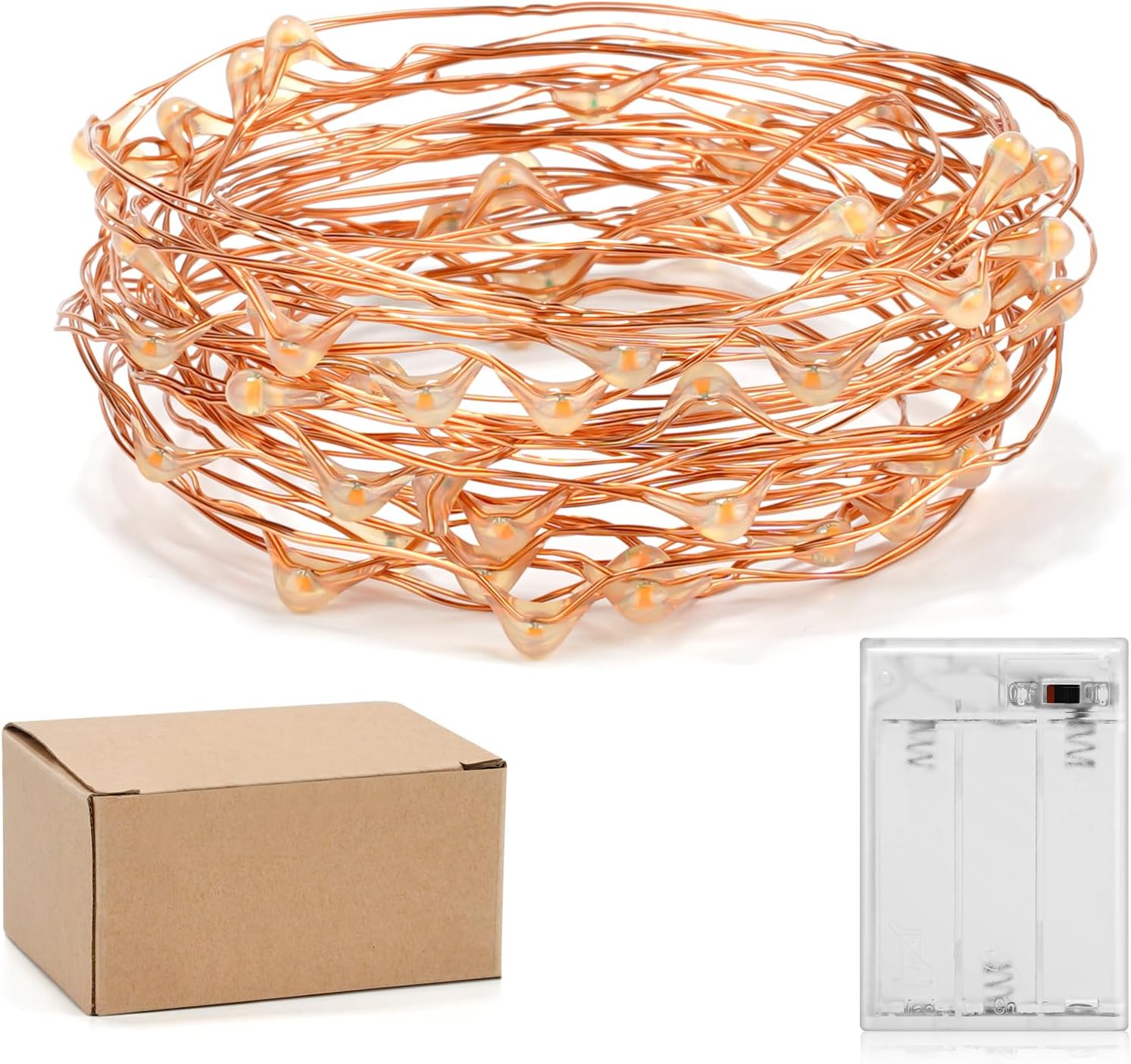 Ariceleo – Tira de luces de cobre, de pilas, mini luces para habitación, Navidad, Fiestas, Boda, centro de mesa, decoración