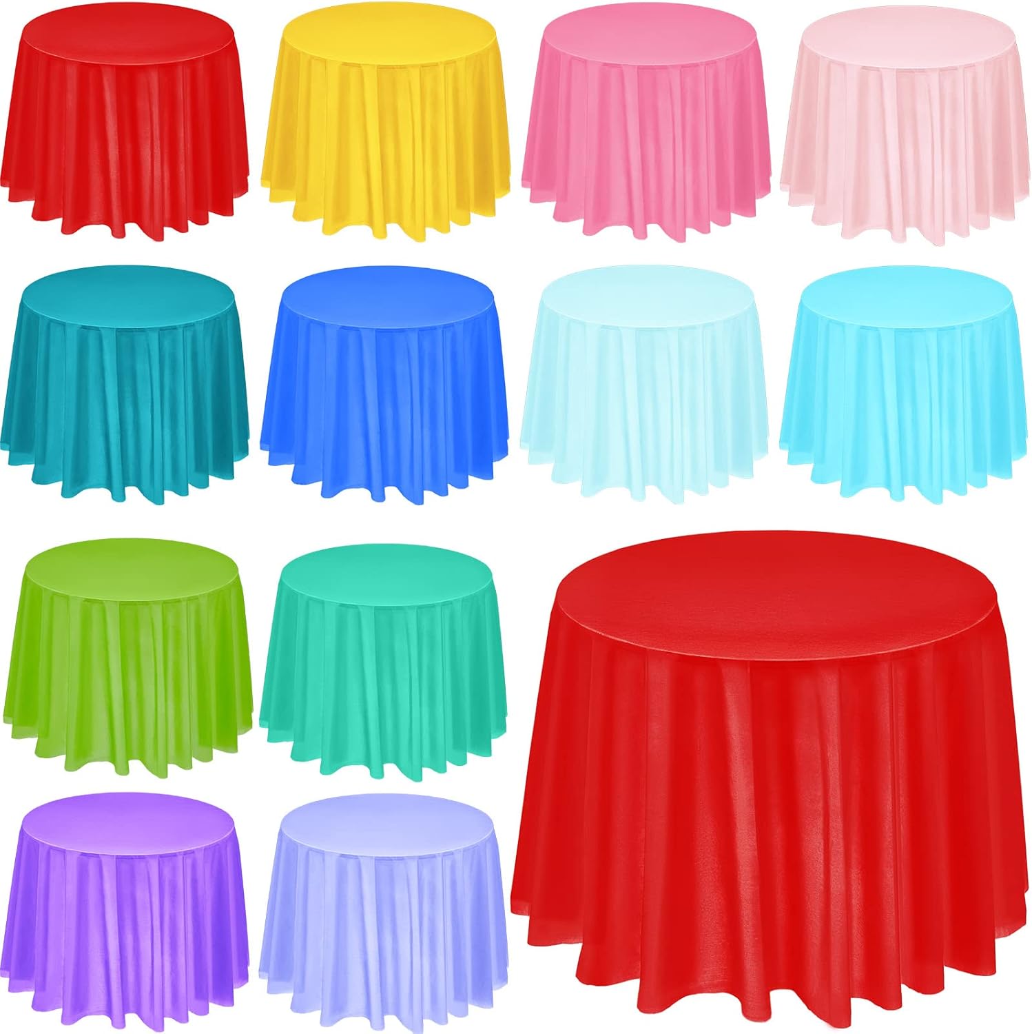 24 manteles redondos de plástico, fundas de mesa redondas desechables para baby shower, día de San Valentín, boda, fiesta de cumpleaños, decoración