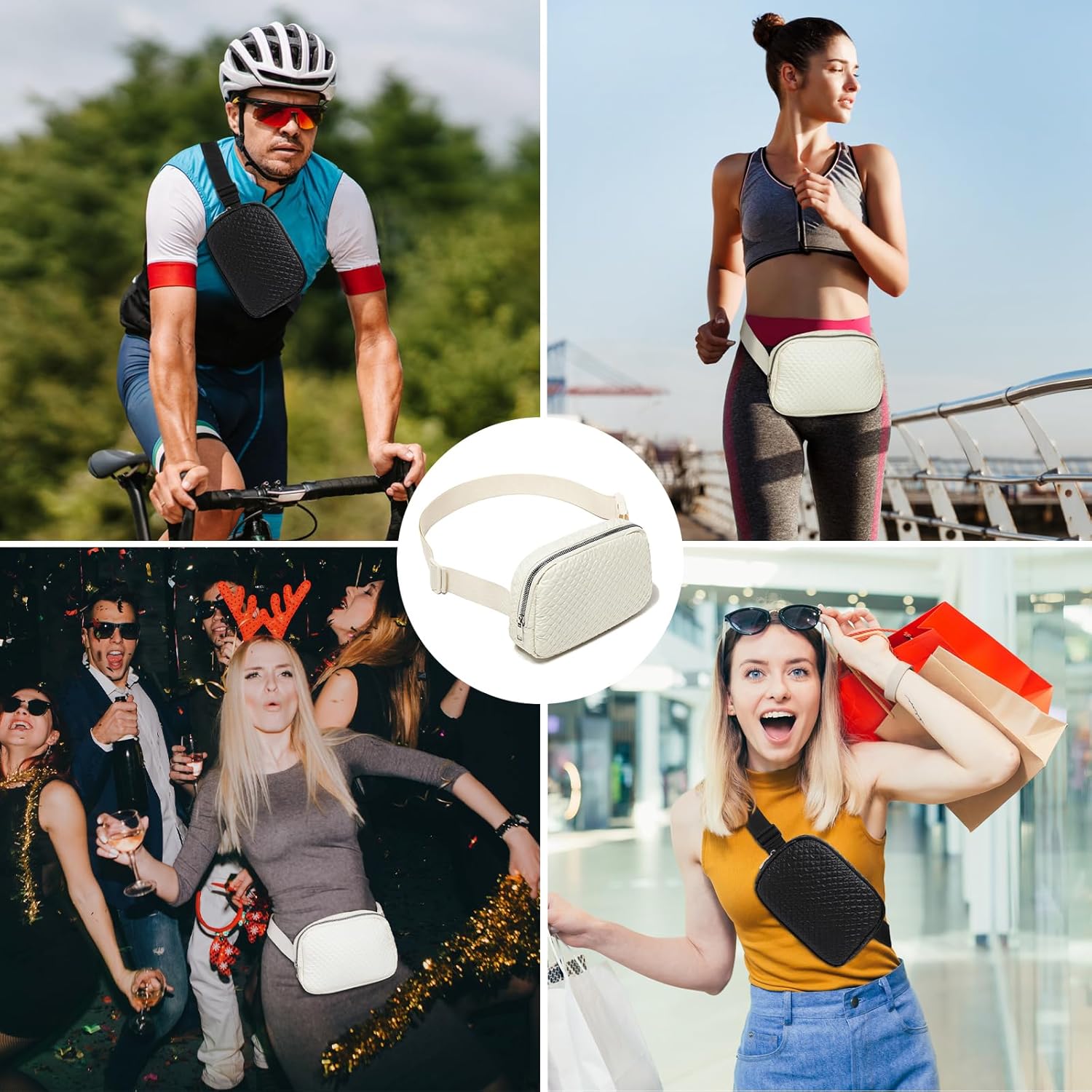 Eslcorri Riñonera para mujeres y hombres  Riñonera cruzada moderna que brilla en la oscuridad, mini bolsa luminosa y fresca para la cintura