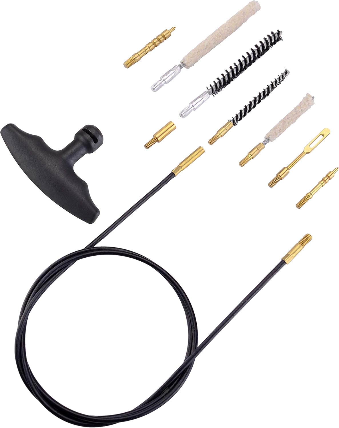 Raiseek Kit de limpieza de pistola de aire .177 Cal y .22 Cal con fregona de algodón, cepillos de nailon y cable flexible