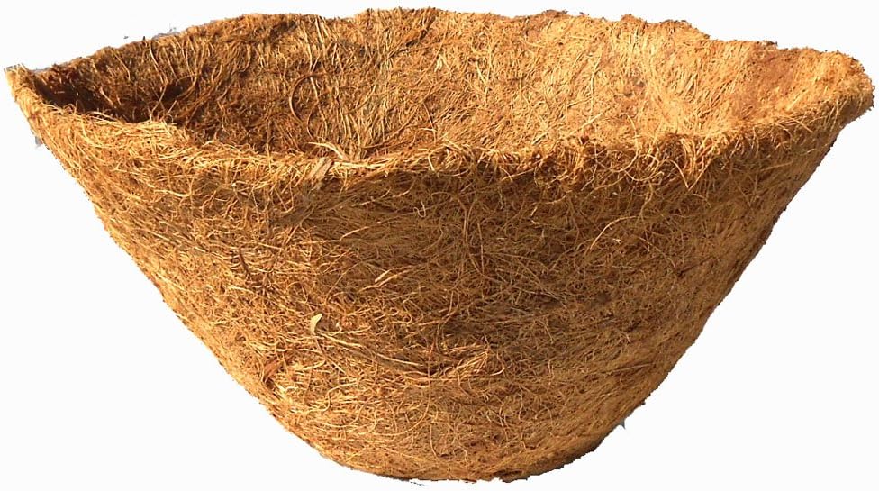 Cesta colgante de fibra de coco formada a mano de 14 pulgadas (SBF35L) con retenedor de agua, paquete de 10