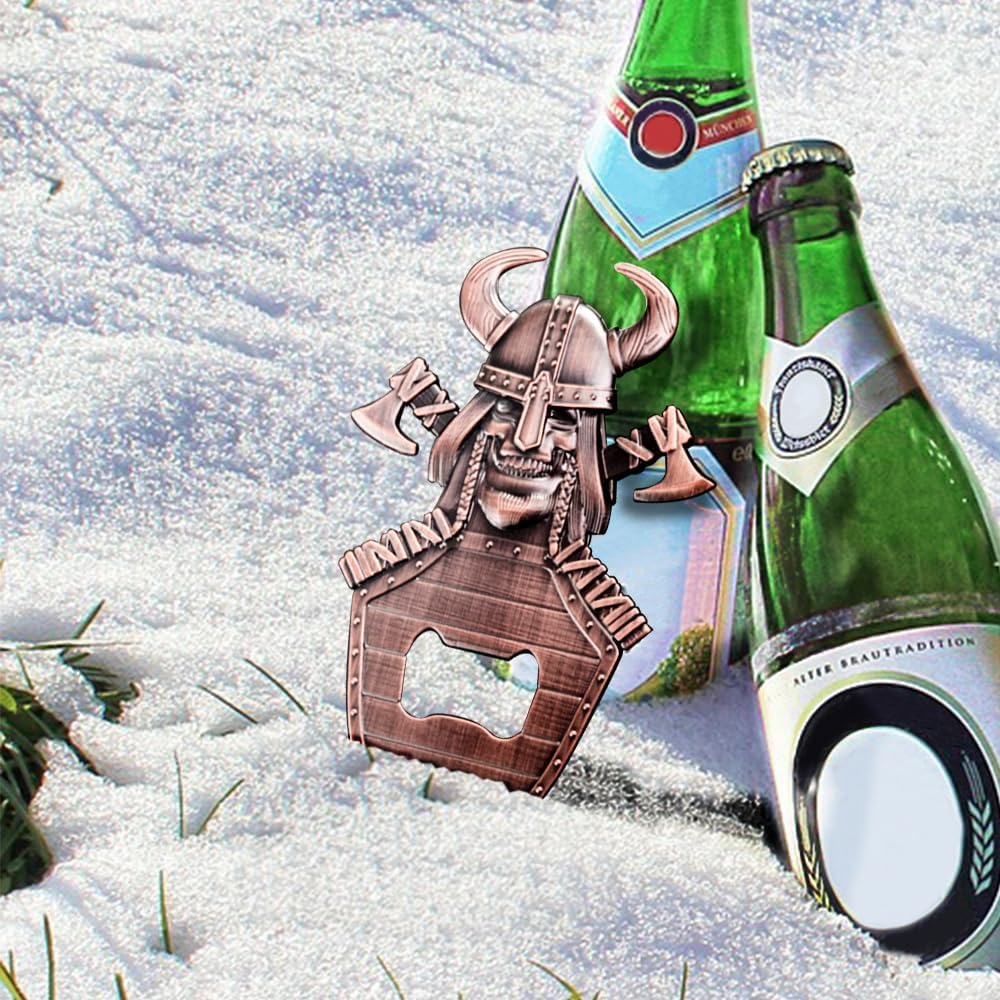 Abrebotellas magnético con diseño de calavera, abrebotellas vikingas vintage, abrebotellas con escudo único, regalos de cerveza para hombres,