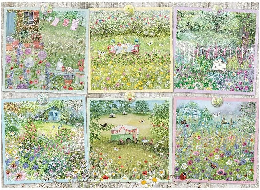 Cobble Hill – Rompecabezas de 1000 piezas, Cottage Gardens, póster de muestra incluido
