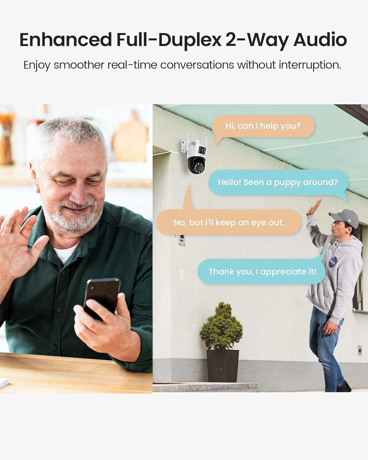 ZOSI C298 Pro 4K 8MP Dual-Lens (2x4MP) Cámara de seguridad WiFi PT con cable al aire libre, cámara enchufable panorámica de visión 360inclinación,