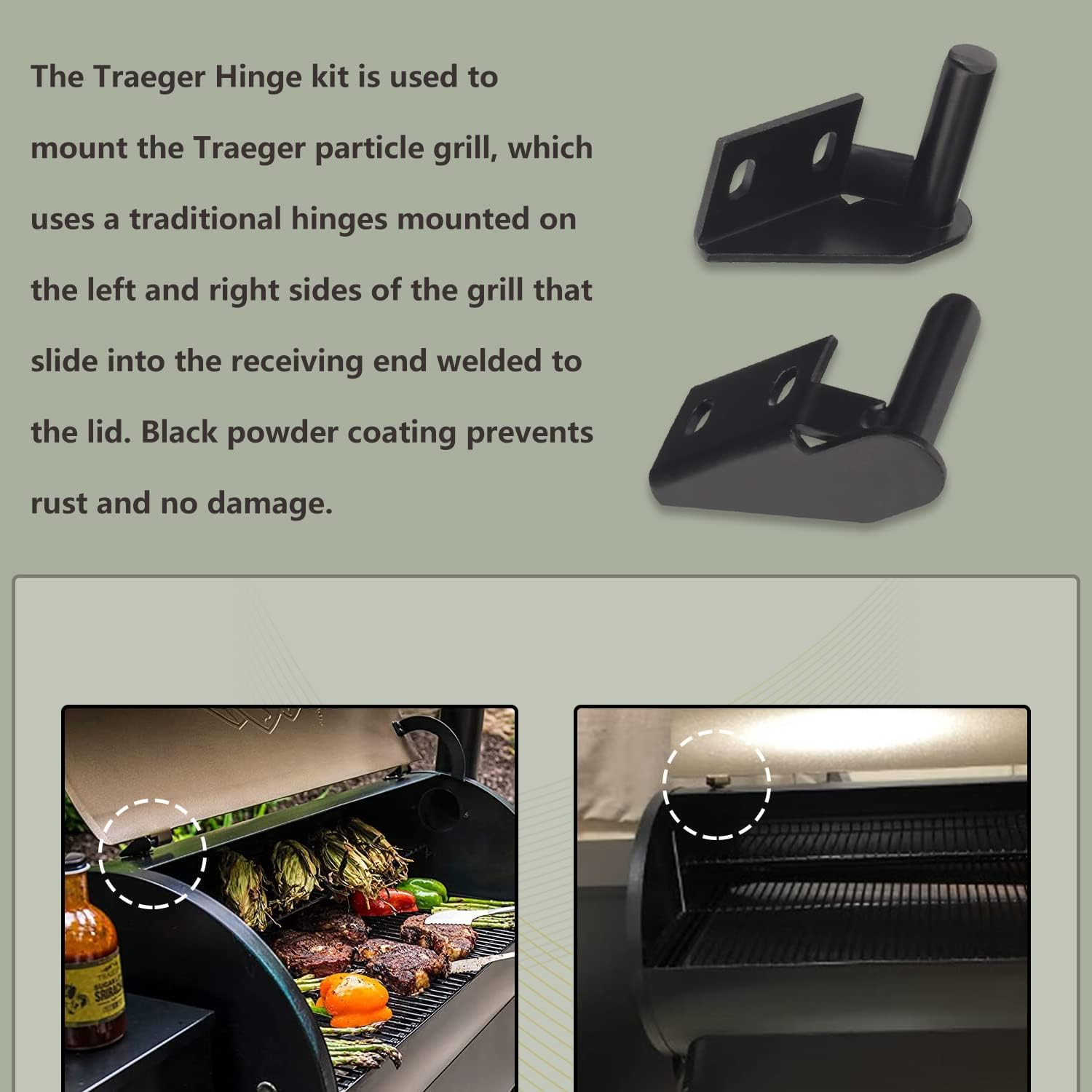 Kit de bisagra de tapa, 1 lado izquierdo y 1 bisagra lateral derecha, compatible con muchas bisagras de modelos de parrillas Traeger, accesorios de