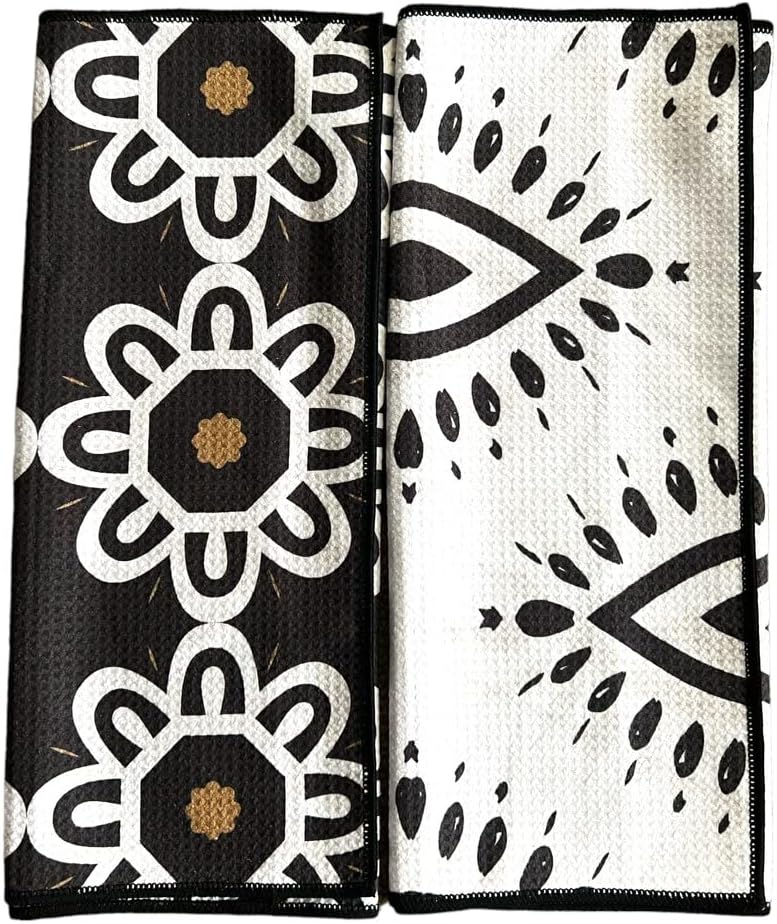 Paquete de 2 toallas de cocina  Paños de cocina  Paños de cocina  Paños de cocina  Impresiones de diseñador  Altamente absorbentes  Gancho para