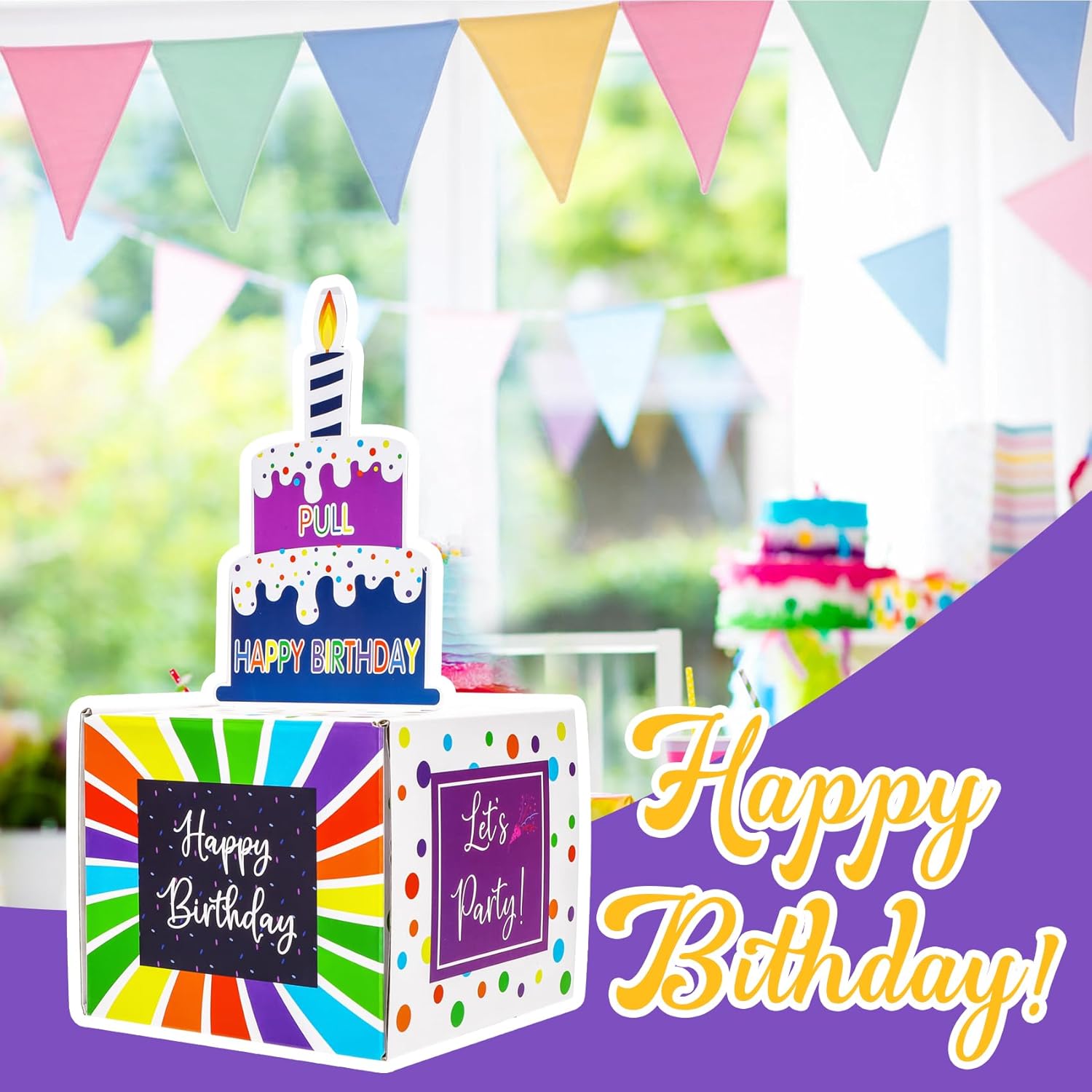 Meiidoshine Caja de dinero de cumpleaños para tirar de efectivo, cajas de regalo sorpresa para niños y adultos con tarjeta de feliz cumpleaños y 100