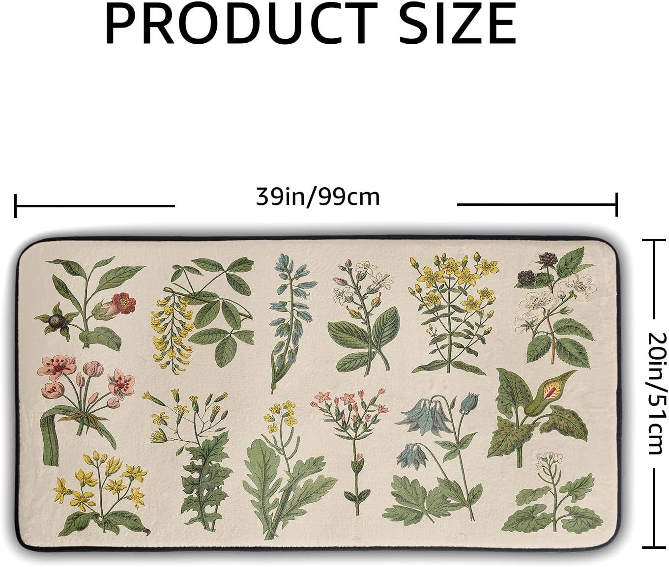 Kawani Alfombras de cocina con hierbas florales, antifatiga, lavables, hojas de salvia, para el hogar, la cocina y la oficina, decoración de plantas