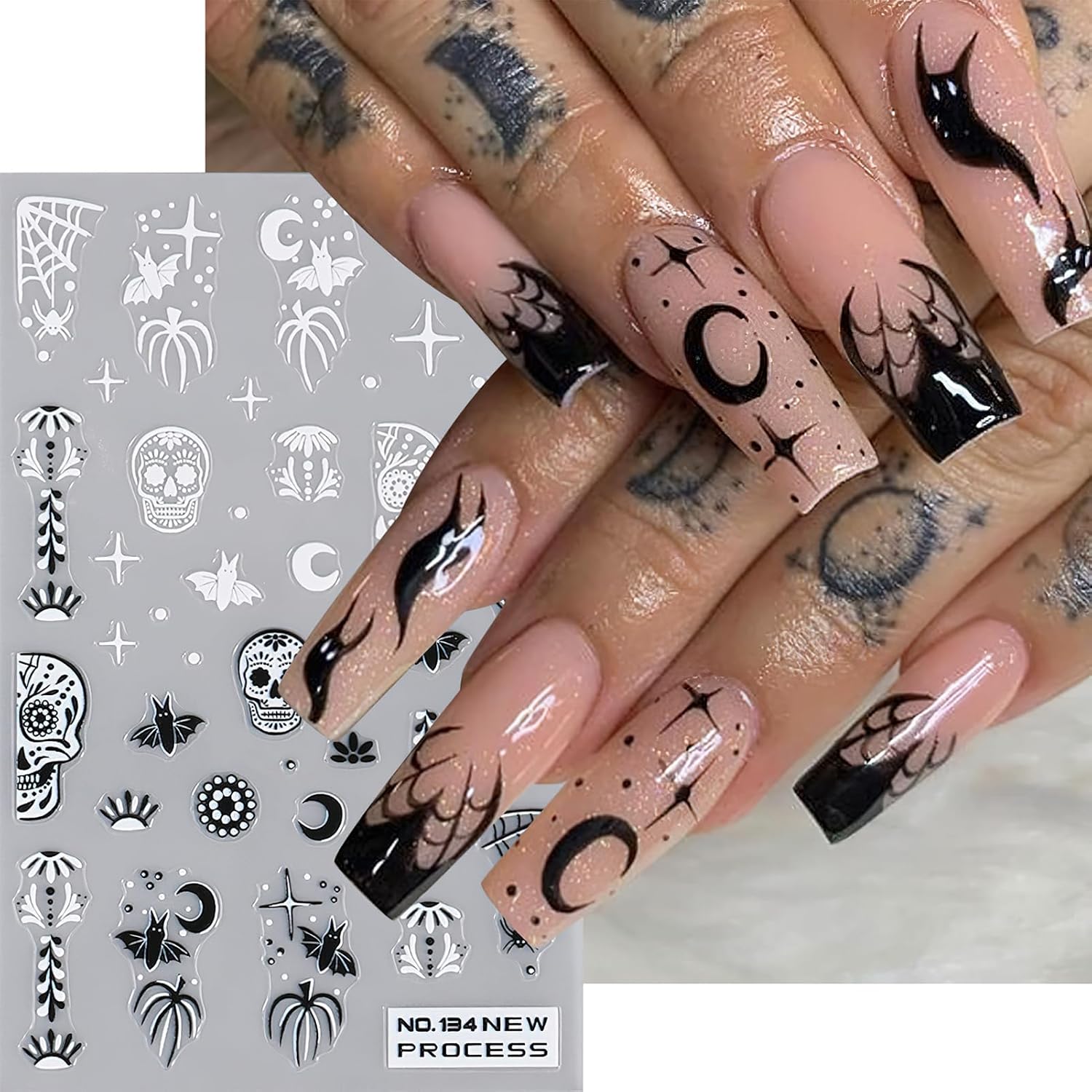 Calcomanías para uñas de Halloween, diseño de calabaza, fantasma, 3D, autoadhesivas, lindas telarañas espeluznantes, suministros de uñas con boca