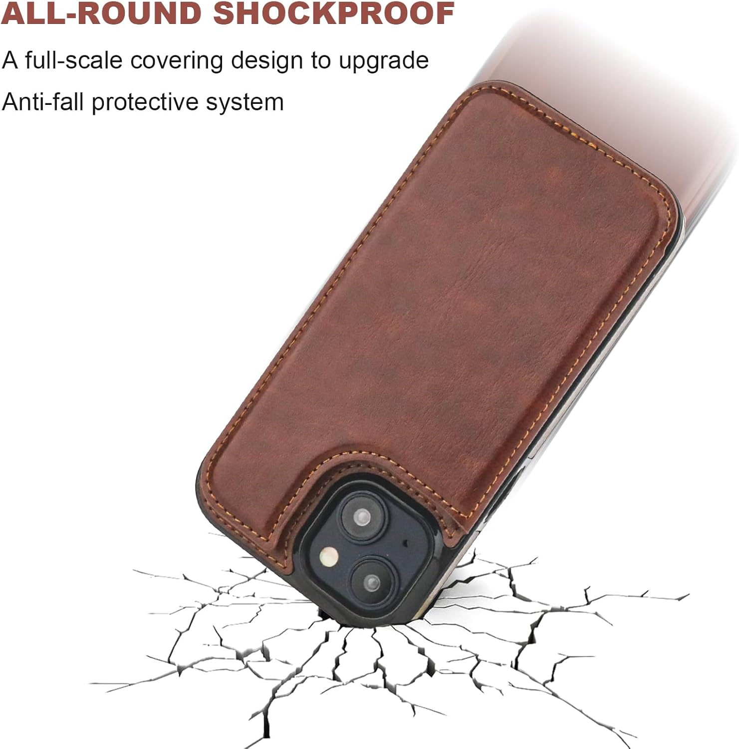 Onetop Funda tipo cartera compatible con iPhone 15 Plus con soporte para tarjetas, funda de piel sintética con ranuras para tarjetas, doble cierre