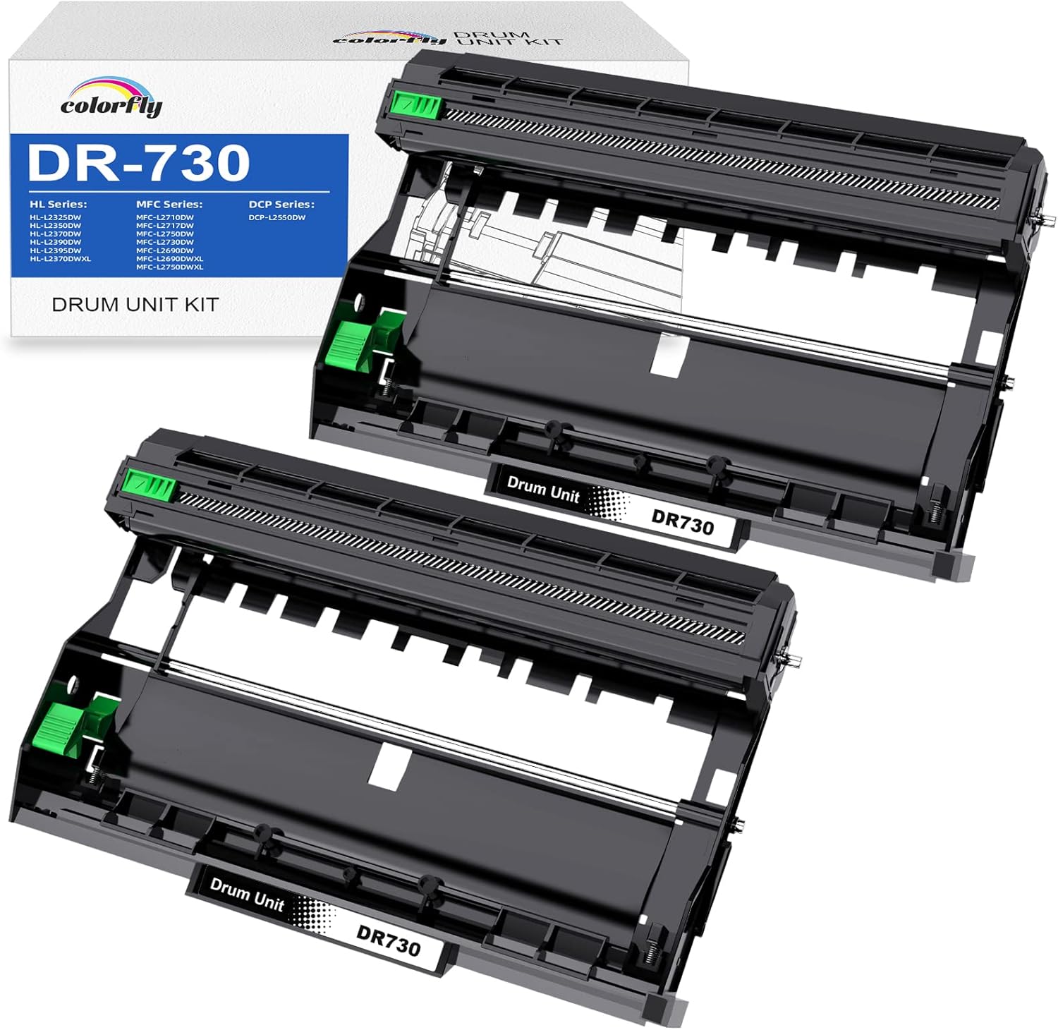 Unidad de tambor de repuesto DR730 de alto rendimiento para impresora Brother, 2 paquetes, compatible con HL-L2350DW MFC-L2710DW DCP-L2550DW