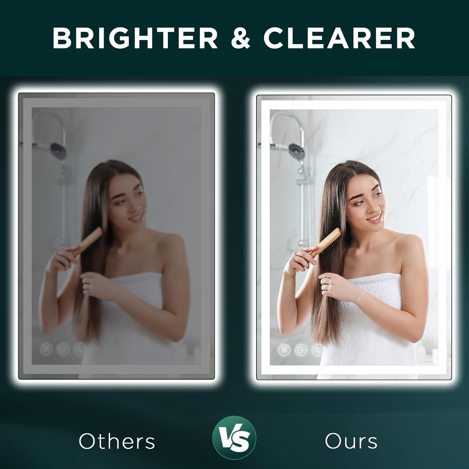 Espejo de baño LED con luces para pared, espejo inteligente de 24 x 36 pulgadas, espejos de pared delanteros y retroiluminados, certificación UL,