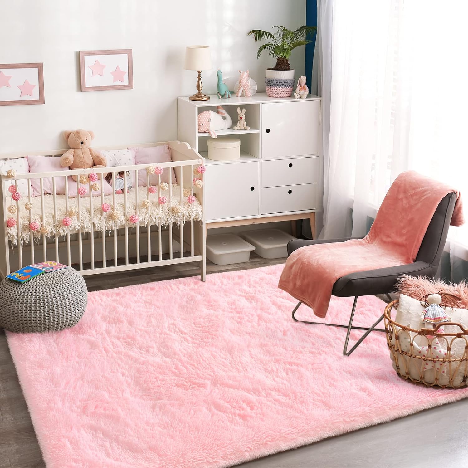 Jelymark Alfombra súper suave para dormitorio, alfombra esponjosa de 3 x 5 pulgadas para sala de estar, alfombra de felpa interior mullida para