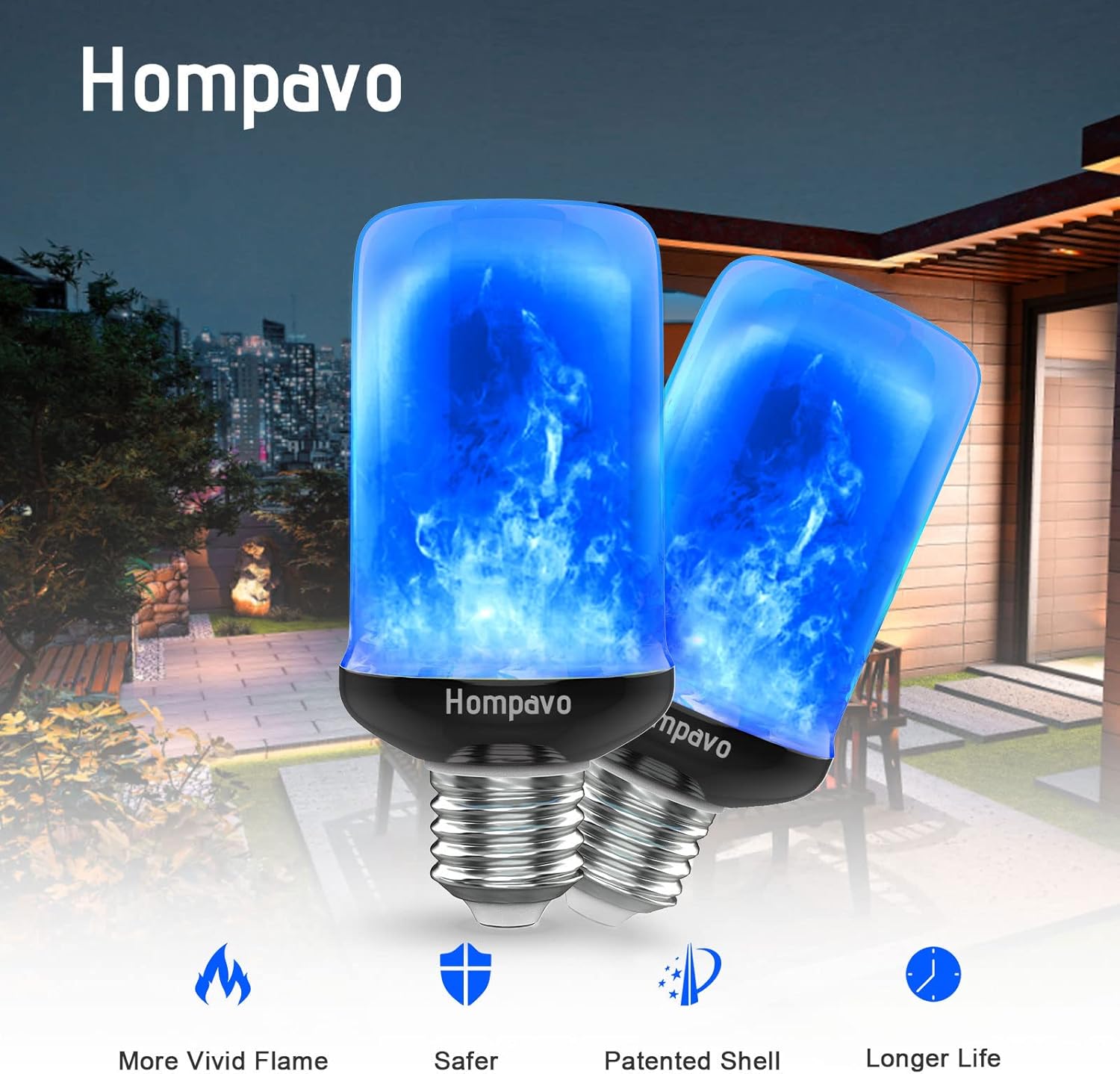 Hompavo Paquete de 2 bombillas LED moradas parpadeantes con efecto invertido, base E26E27, 3W, decoración para Halloween, Navidad, fiesta,