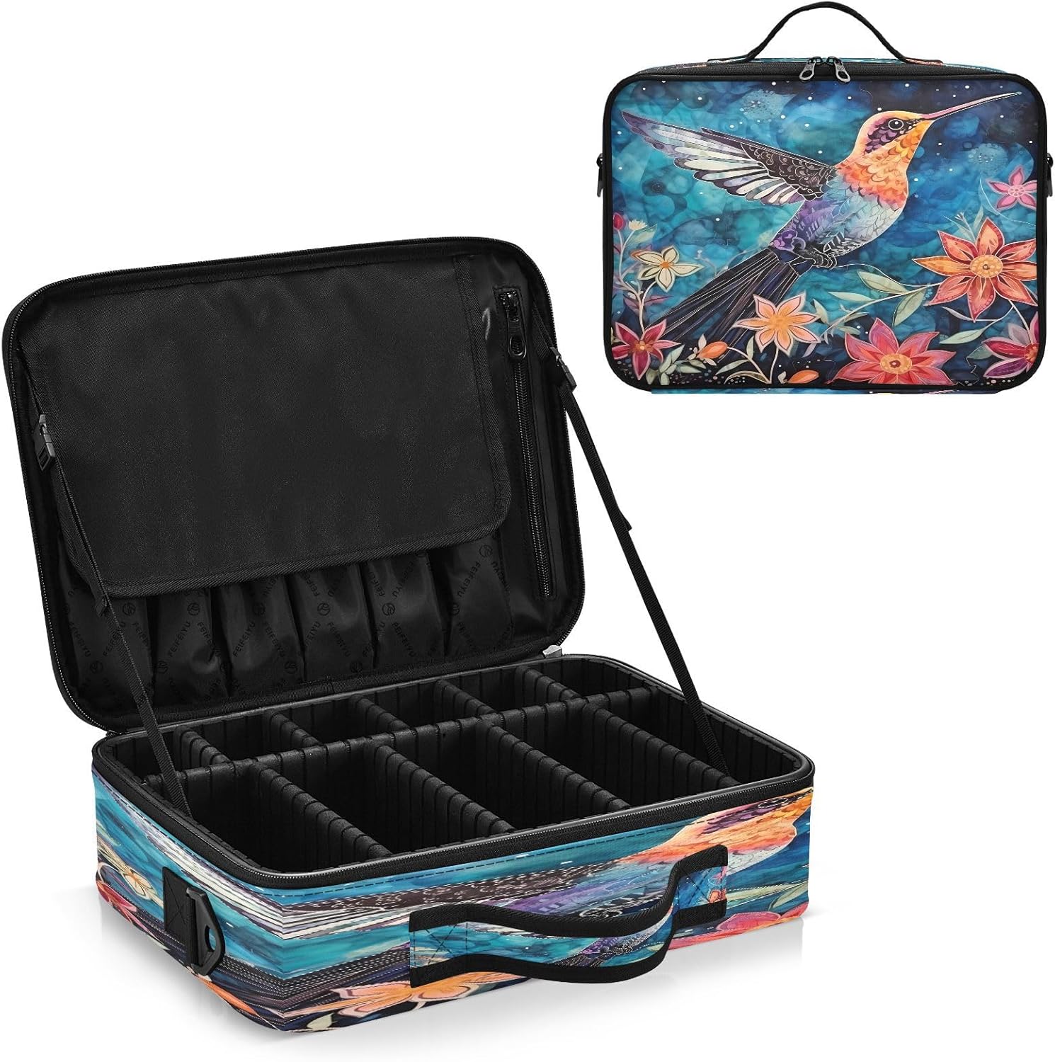Flowers and Birds Aesthetic Blue travel makeup bag large cosmetic toiletry bag travel large make up bag travel makeup bag bolso para maquillaje de