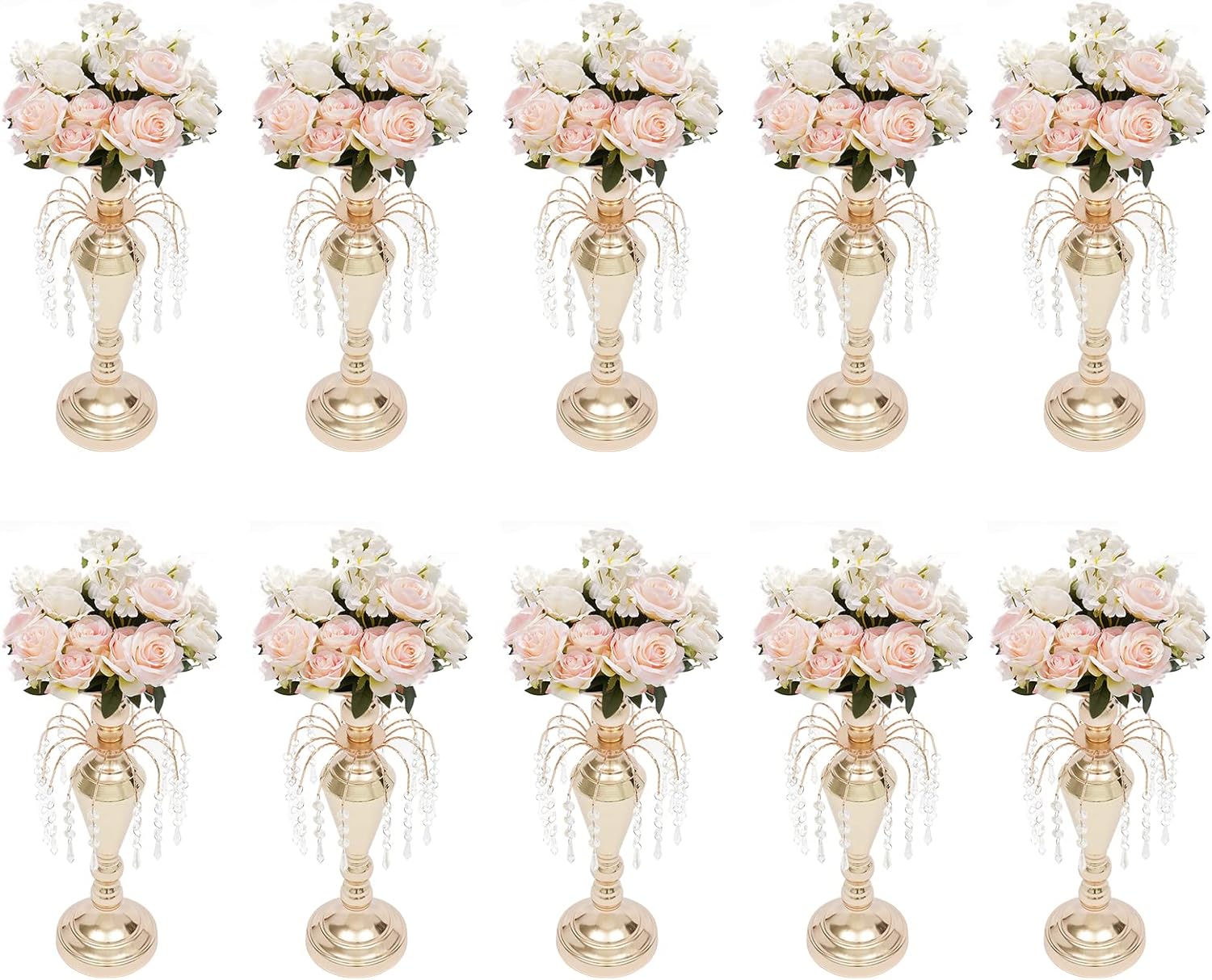 10 piezas de 17.7 pulgadas de altura versátil de metal para centros de mesa de boda, jarrón y portavelas de pilar, soporte de arreglo floral de