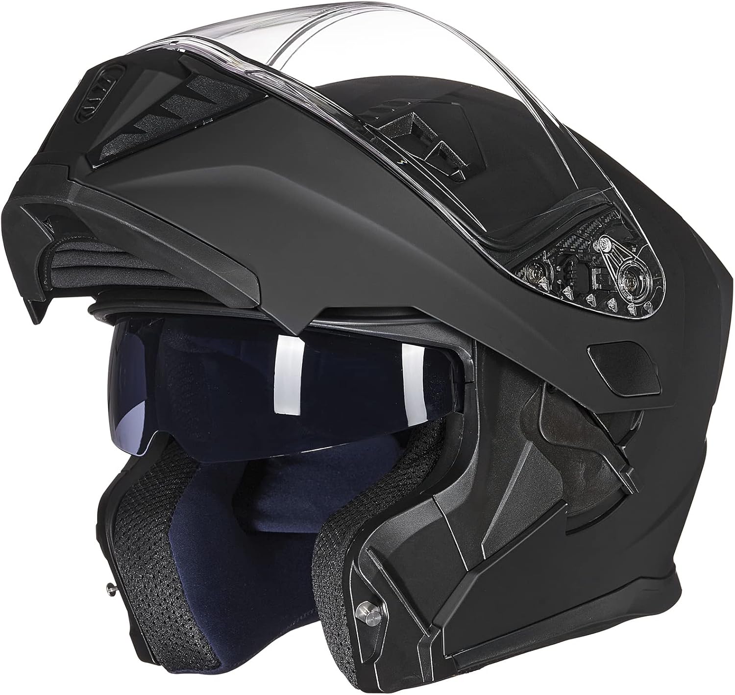 ILM Casco modular de cara completa para motocicleta, para adultos, doble visera, luz trasera LED, opcional DOT