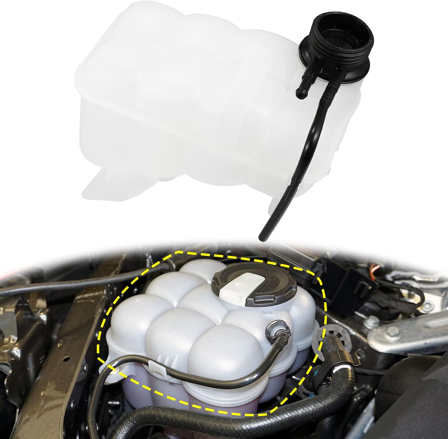 X AUTOHAUX Tanque de depósito de radiador de refrigerante PCF101410 Botella de expansión de desbordamiento de refrigerante para tierra para Rover