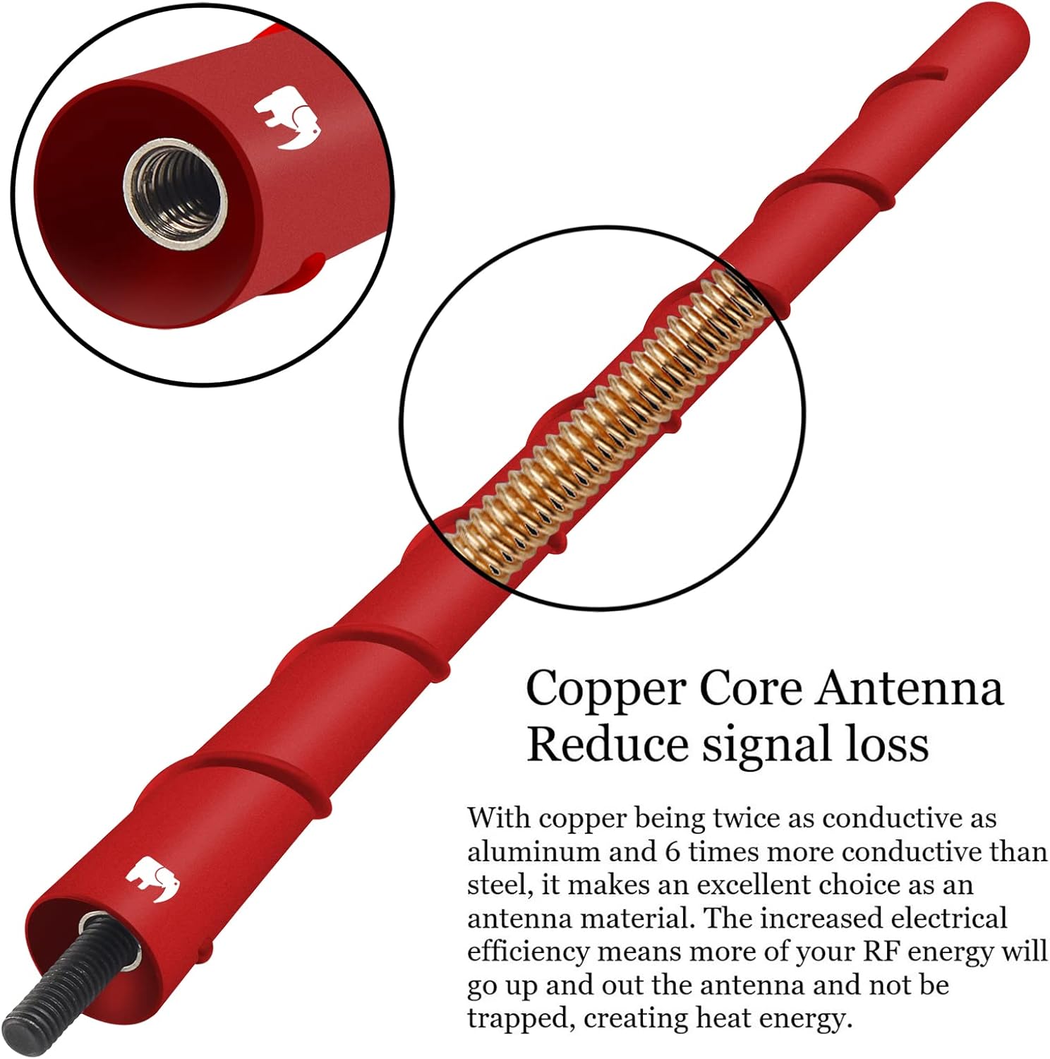 Antena de núcleo de cobre en espiral de 8 pulgadas, compatible con motocicletas Harley Davidson, Street Glide, Road Glide, Road King, Electra Glide