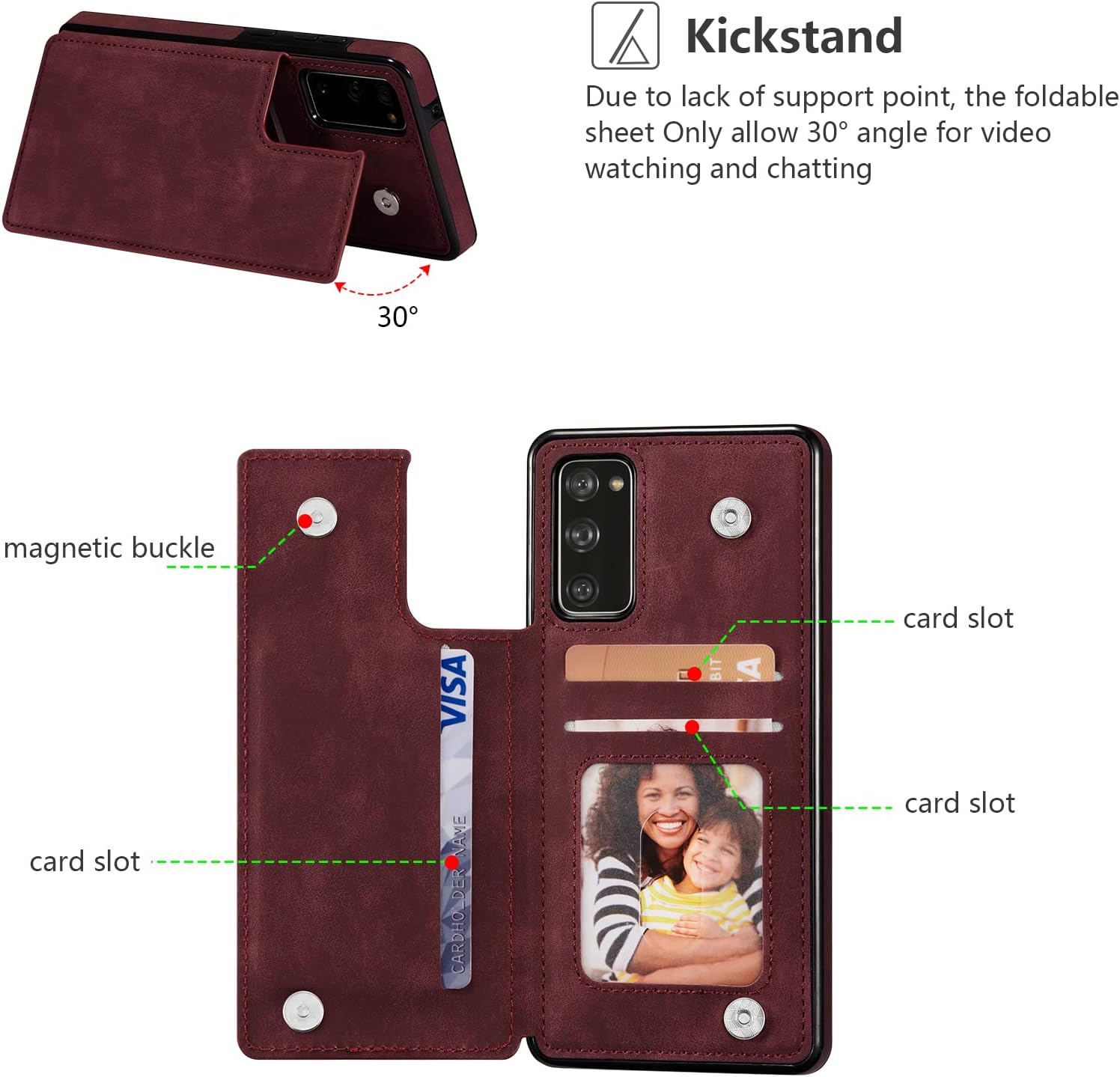 ZTOFERA Funda tipo cartera para Samsung Galaxy S20 FE 5G con tarjetero, funda magnética de cuero con ranuras para tarjetas, funda retro con función