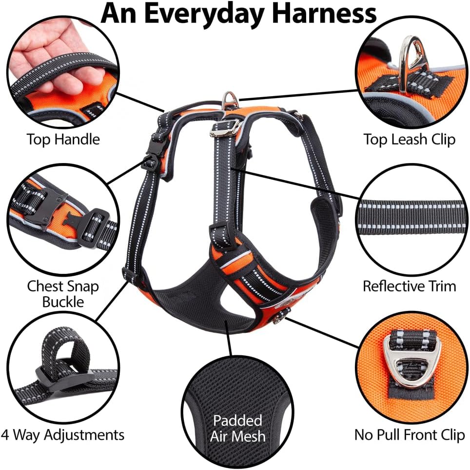 DogNerd Chalecoarnés de cobertura completa ajustable de alta calidad para perros grandes (50-90 libras) – Clips de metal, mango acolchado, 2 clips
