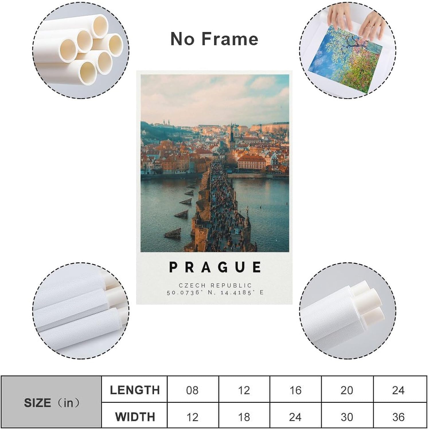 Prag Poster Bunter Druck,Prag Wand Kunst,Prag Foto Dekor Poster for Room Aesthetics Canvas Wall Art Poster And Print Unframe-style 16x24inch(40x60cm)