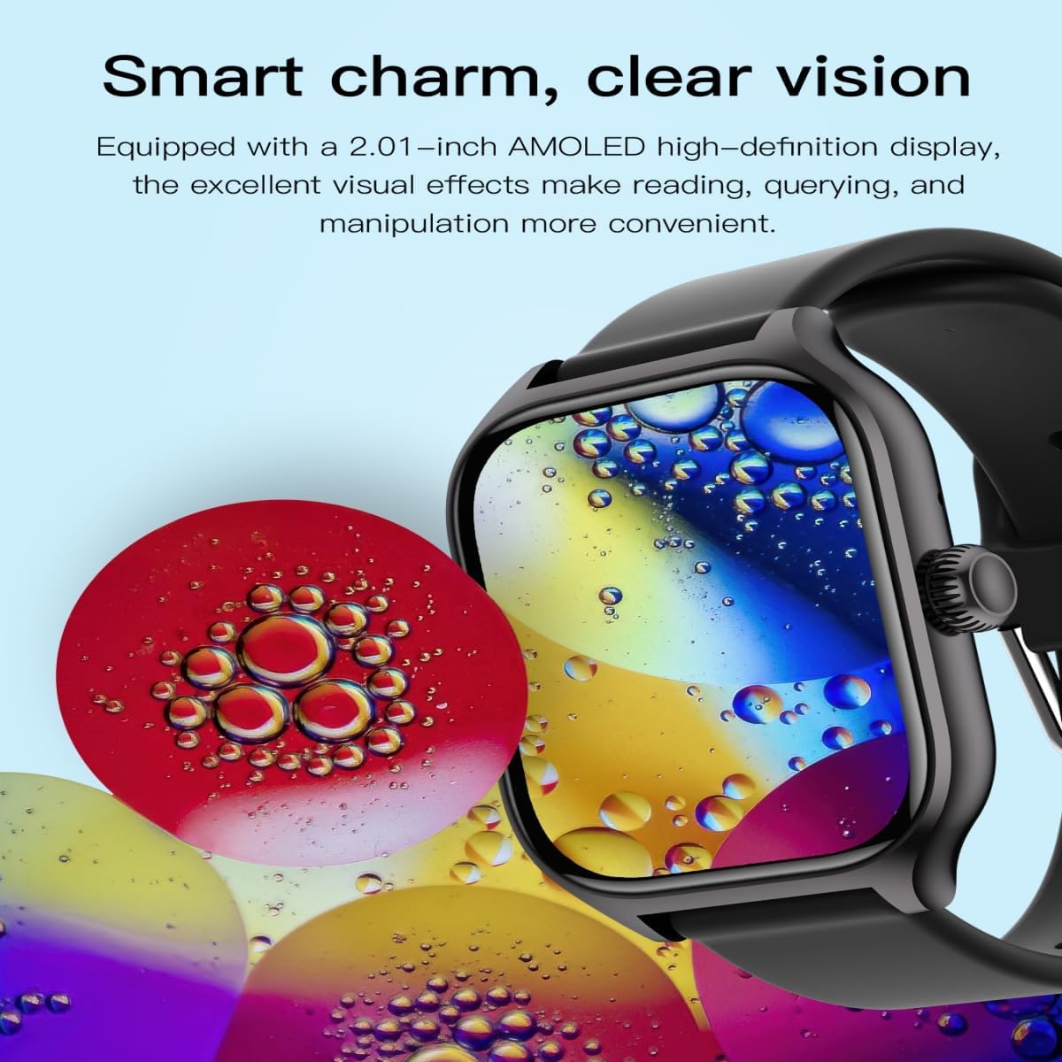 AERXHF Reloj inteligente de seguimiento de actividad física para mujeres y hombres, reloj para iOS y Android (respuestahacer llamadas) de 2.01