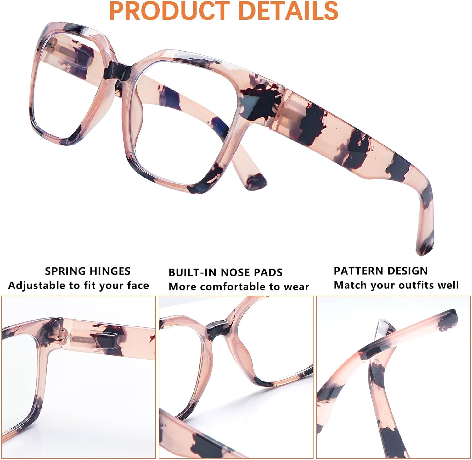 6 Pack Blue Light Blocking Reading Glasses for Women Oprah Style,Computer Readers with Spring Hinge Eyeglasses