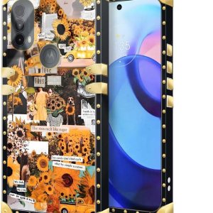 TAMEFOX Funda cuadrada para Moto E20, diseño de girasoles de Navidad para niñas y mujeres, funda decorativa de metal suave TPU resistente a las TAMEFOX Funda cuadrada para Moto E20, diseño de girasoles de Navidad para niñas y mujeres, funda decorativa de metal suave TPU resistente a las