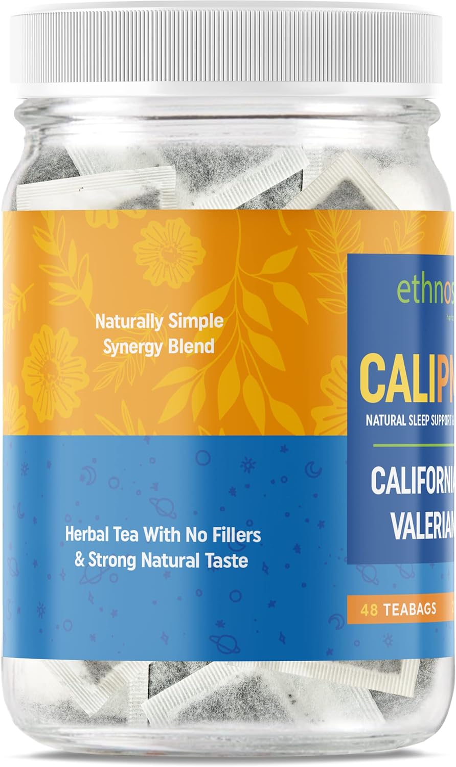 CaliPM – Té de hierbas para ayudar al sueño de raíz de valeriana de amapola de California, promueve el sueño profundo y un sueño más largo, reduce