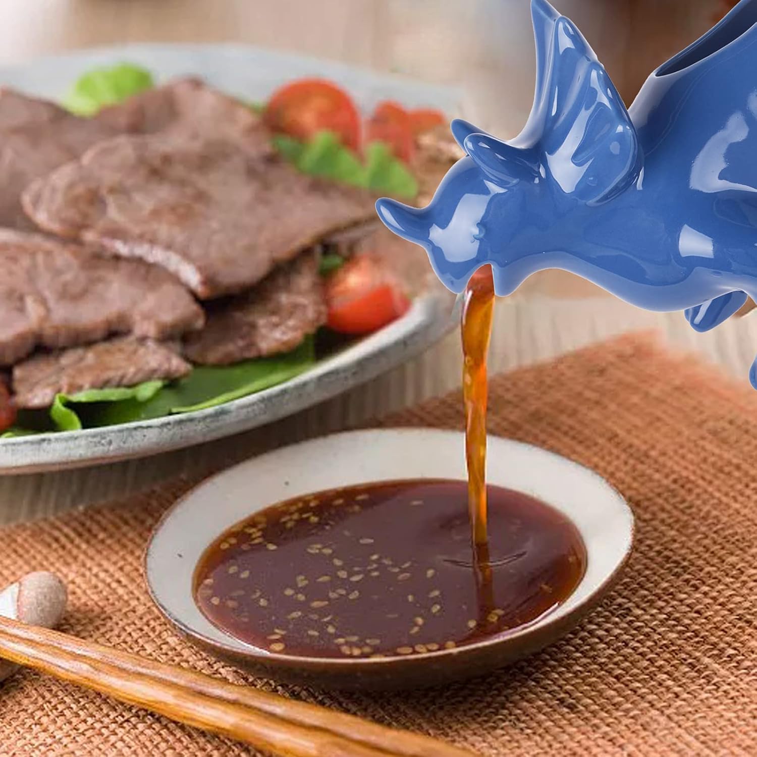 Vencer Gravy Boat Funny Novelty Stegosaurus Salsa Salsa Boat, para caldo, leche, aderezos para ensaladas, crema, azul, VHG-002B