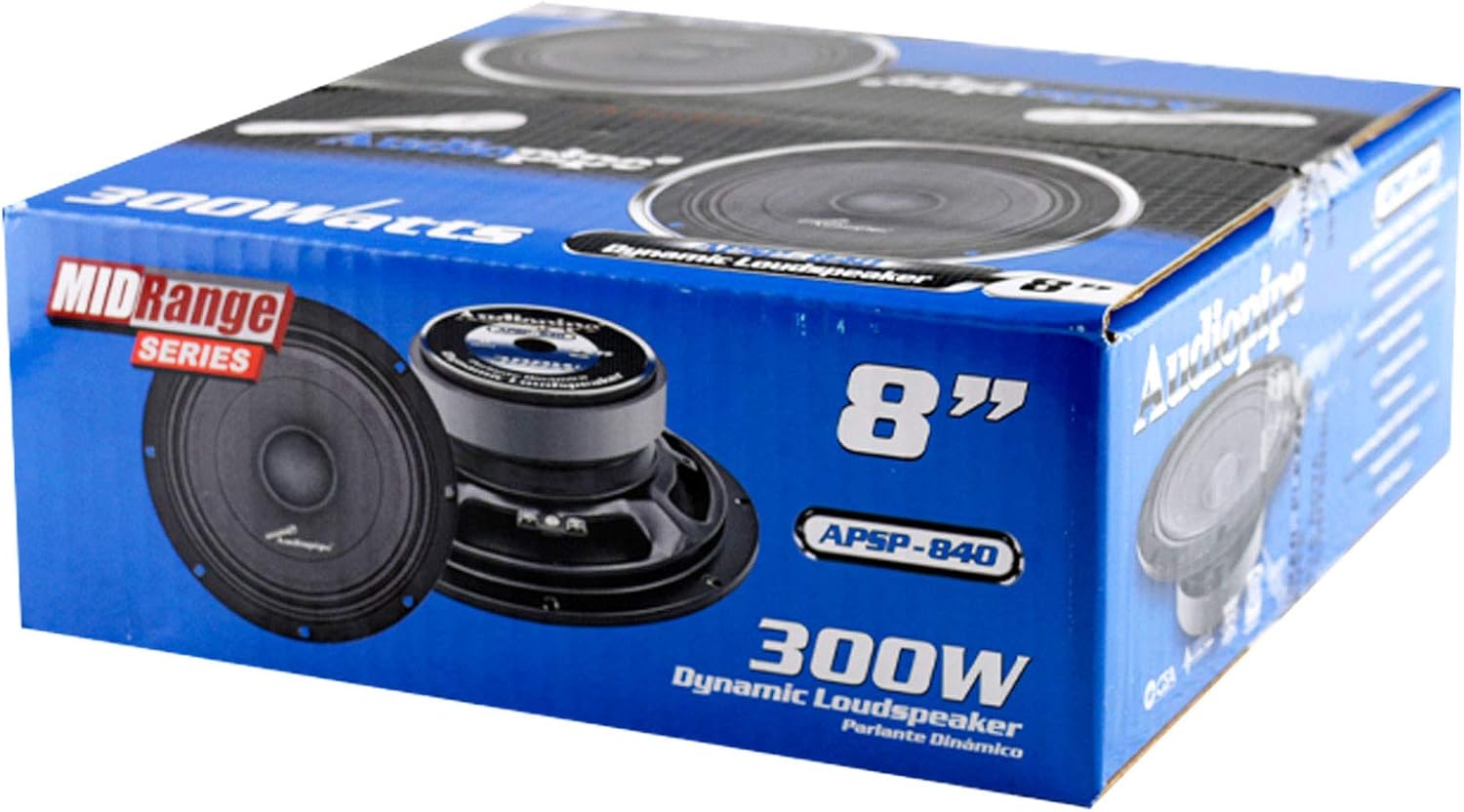 Audiopipe APSP-840 – Altavoz de audio para automóvil de 8 pulgadas, 300 vatios máximo, 150 vatios RMS, 8 ohmios dinámico de rango medio con bobina