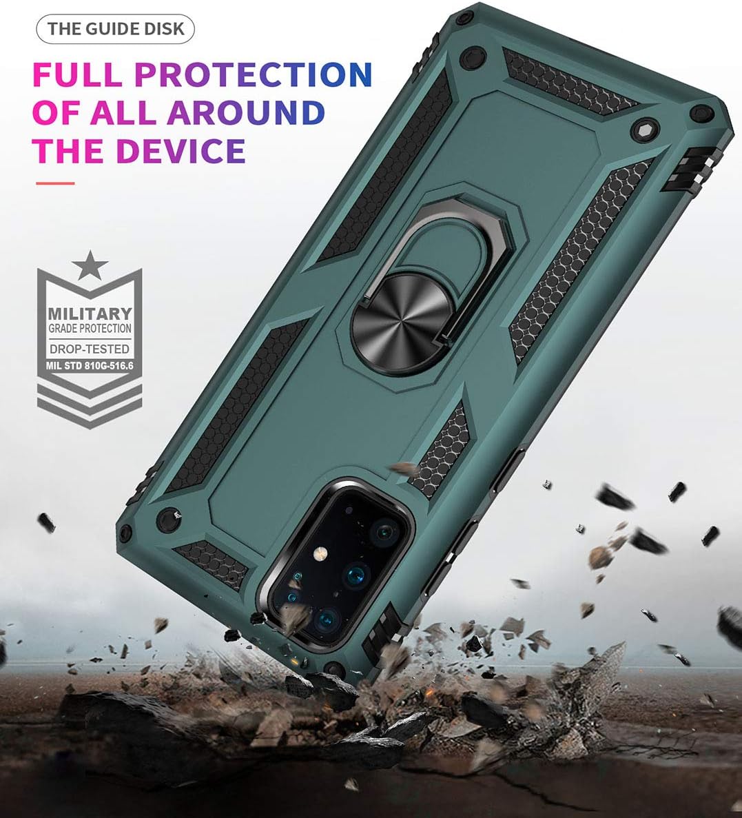 Funda S20+, funda S20 Plus, ADDIT grado militar, funda de parachoques para Samsung Galaxy S20 Plus antiarañazos, con soporte de anillo para coche
