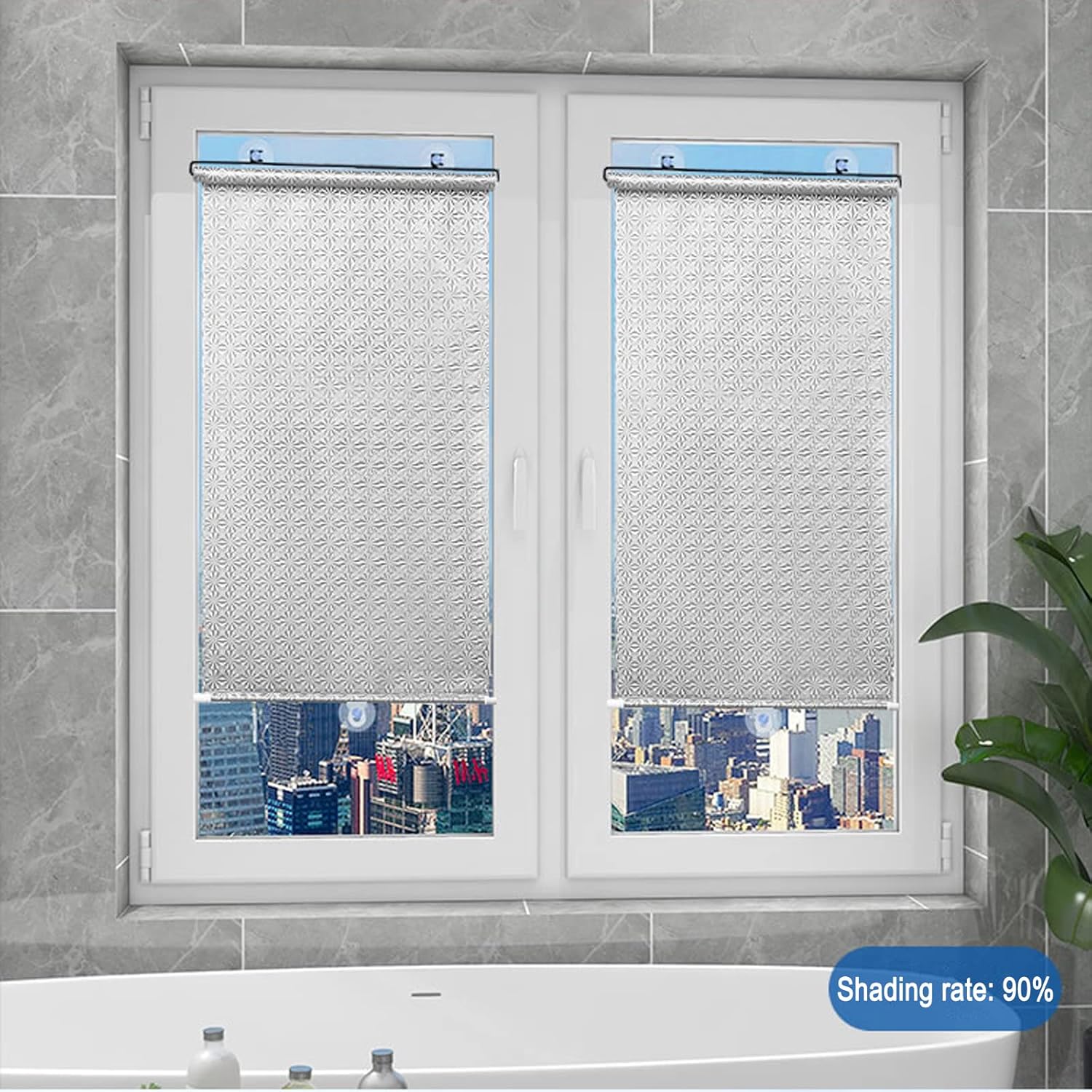 Persianas enrollables opacas temporales con ventosas, pantalla de privacidad ajustable con aislamiento térmico, cortina de ventana portátil