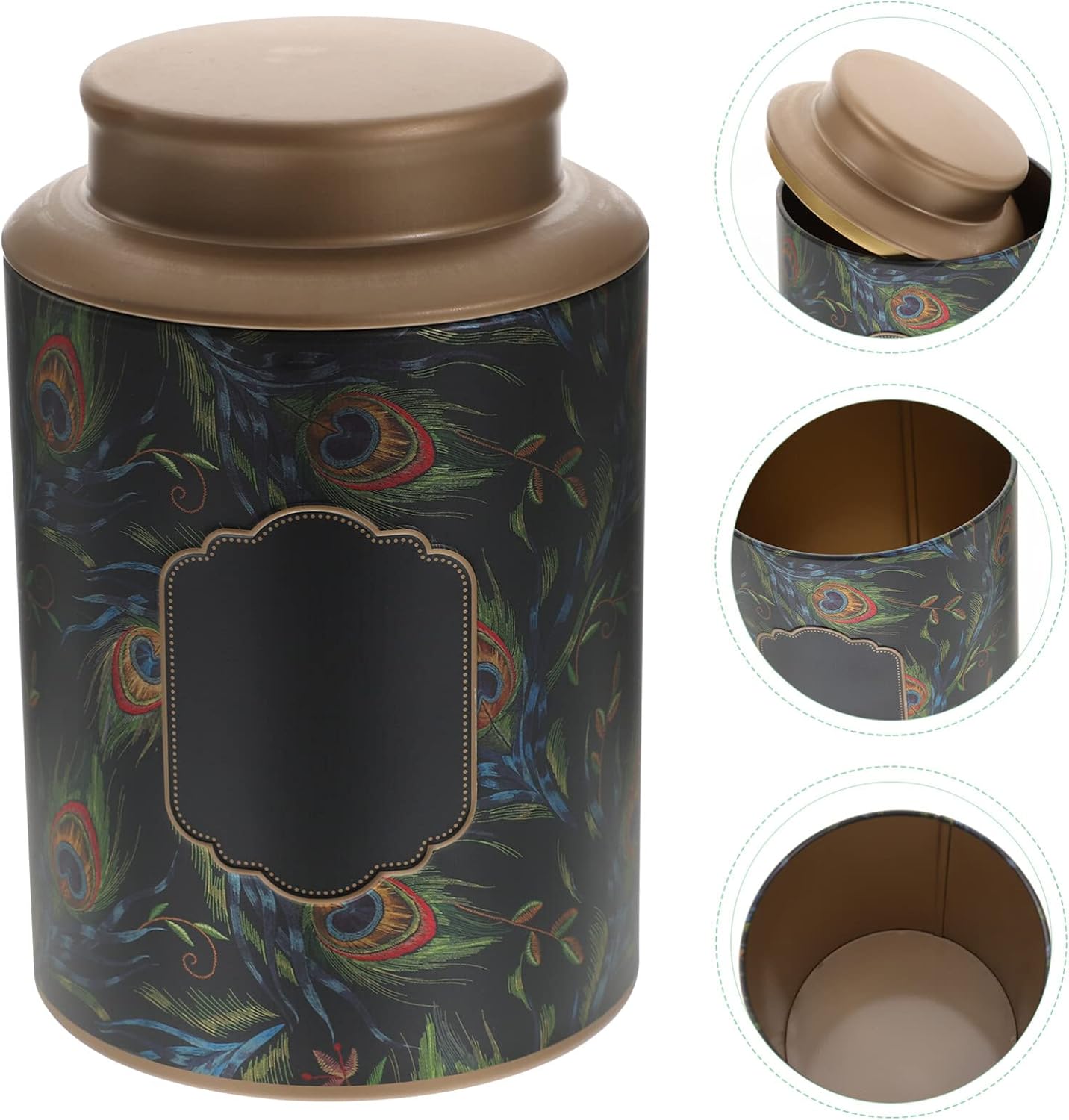 Luxshiny Tinplate Tea Canister Tarro de té suelto Latas de té Latas de té retro Latas de té Redondo Tin Tin Canister Tarro de café Tarro de galletas