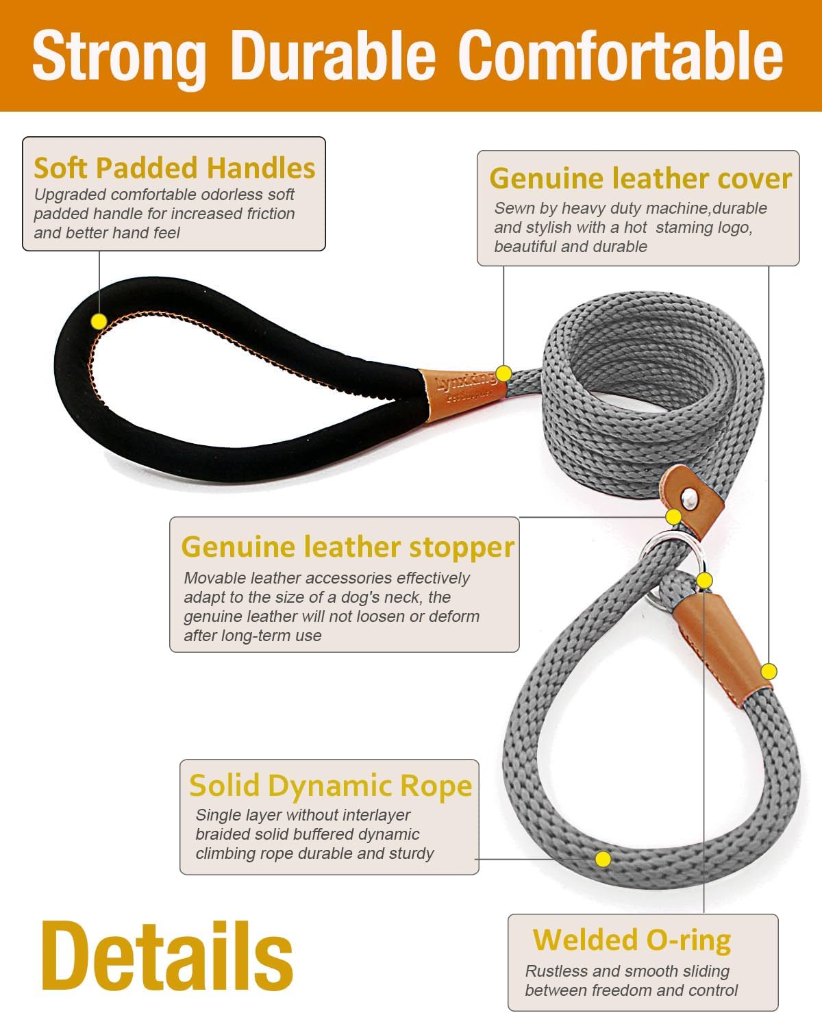 lynxking Paquete de 2 correas antideslizantes para perros de 6 pies, resistentes y trenzadas, correas de entrenamiento para perros medianos, grandes