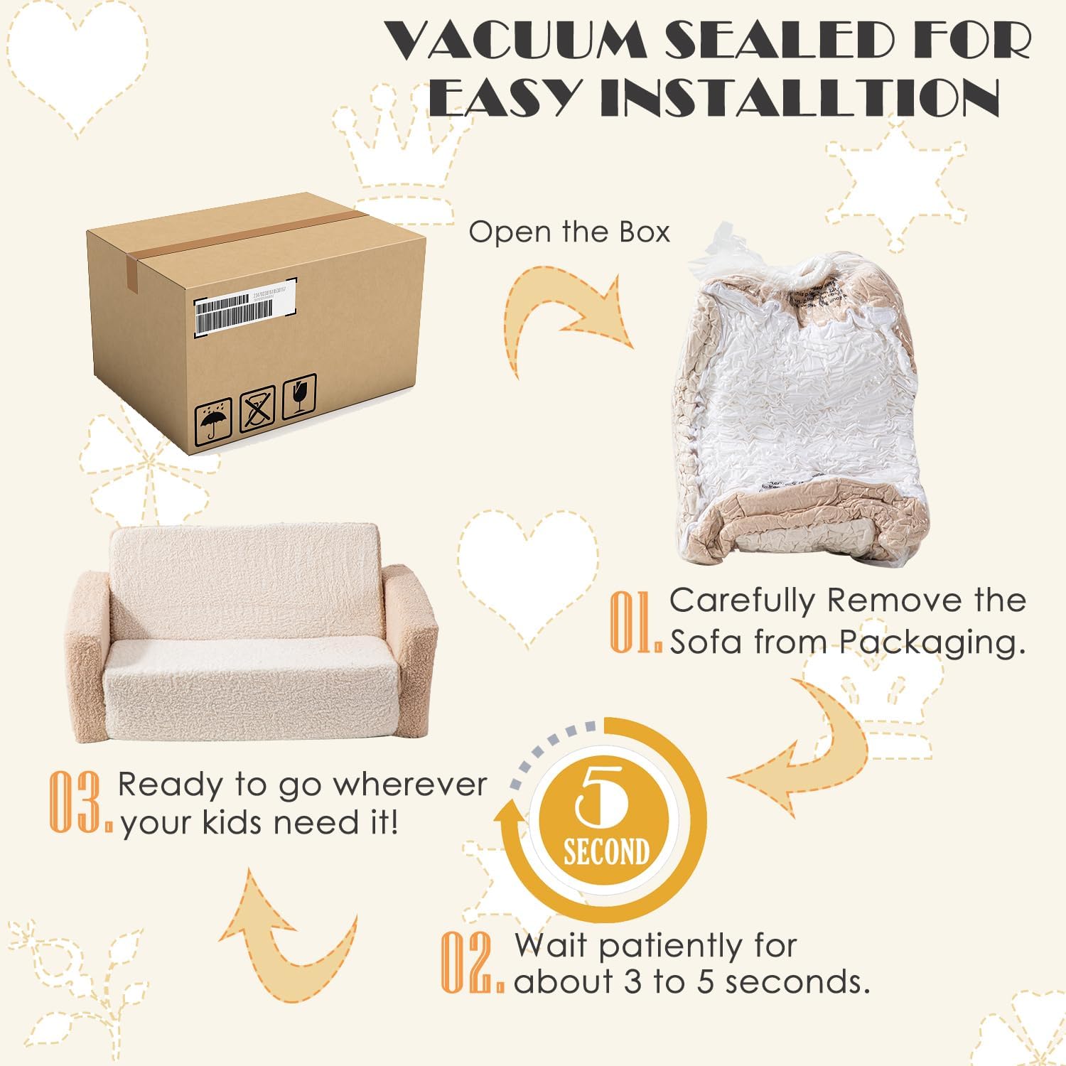 SUFUS Sofá para bebés y niños pequeños, extra ancho 2 en 1, sofá plegable de sherpa para sala de juegos, sofá convertible para niños y niñas con