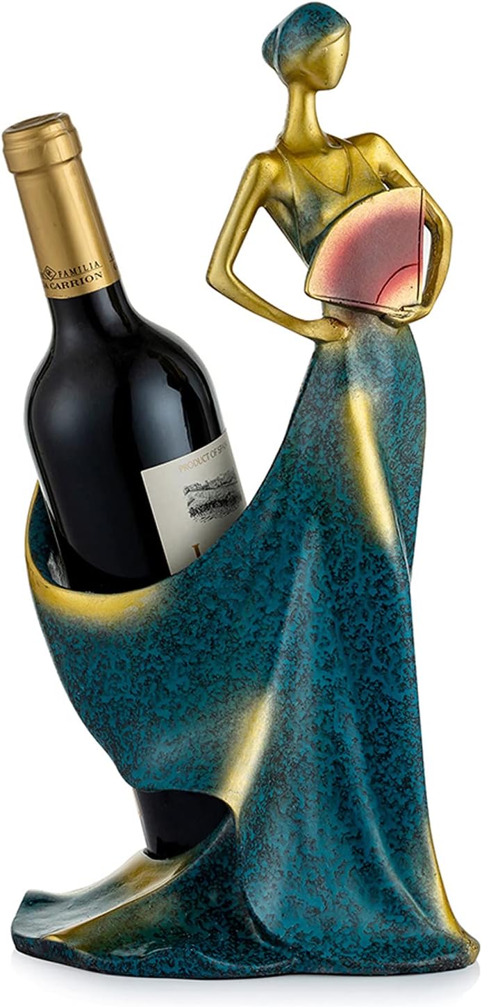 NUPTIO Estante de vino de regalo para encimera soporte para botellas de vino de resina, estante de vino tinto para mujer, estante de soporte de vino