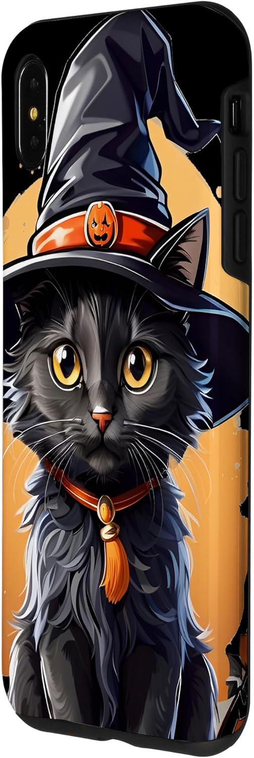 iPhone XS Max Helloween Cat with Witch Hat Case
